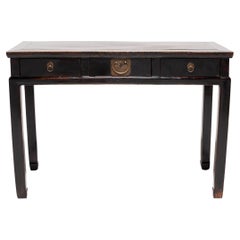 Chinese Black Lacquer Writing Desk, C. 1850