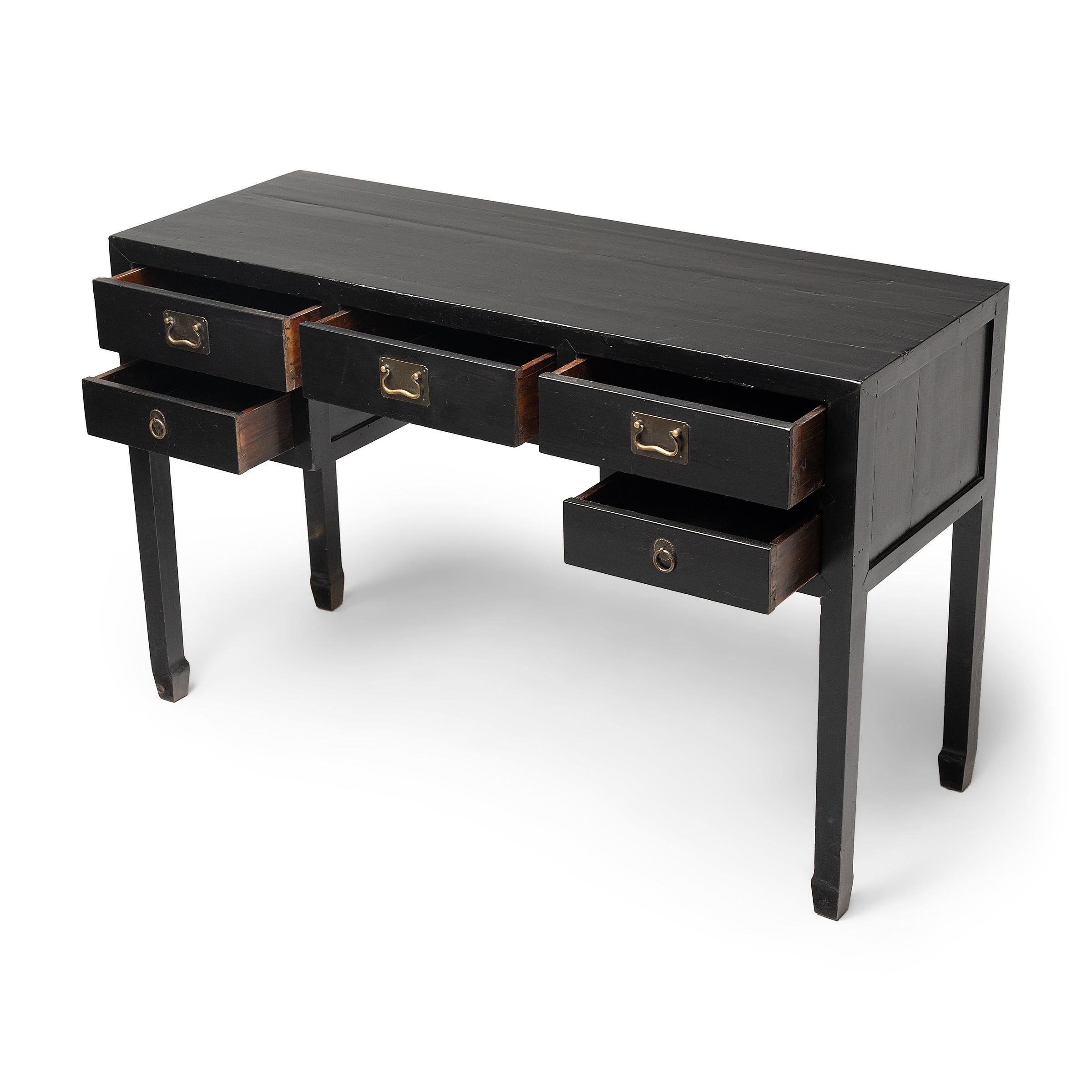 Minimalist Chinese Black Lacquer Writing Desk, c. 1900
