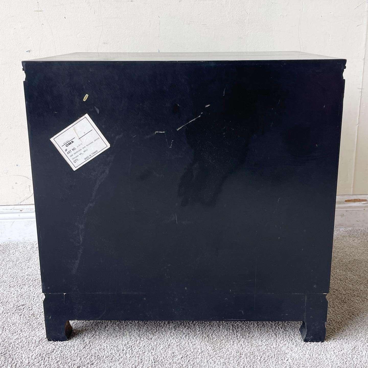 Chinese Black Lacquered and Gold Nightstand/End Table For Sale 2