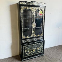 Chinese Black Lacquered and Mother of Pearl Inlaid Display Cabinet