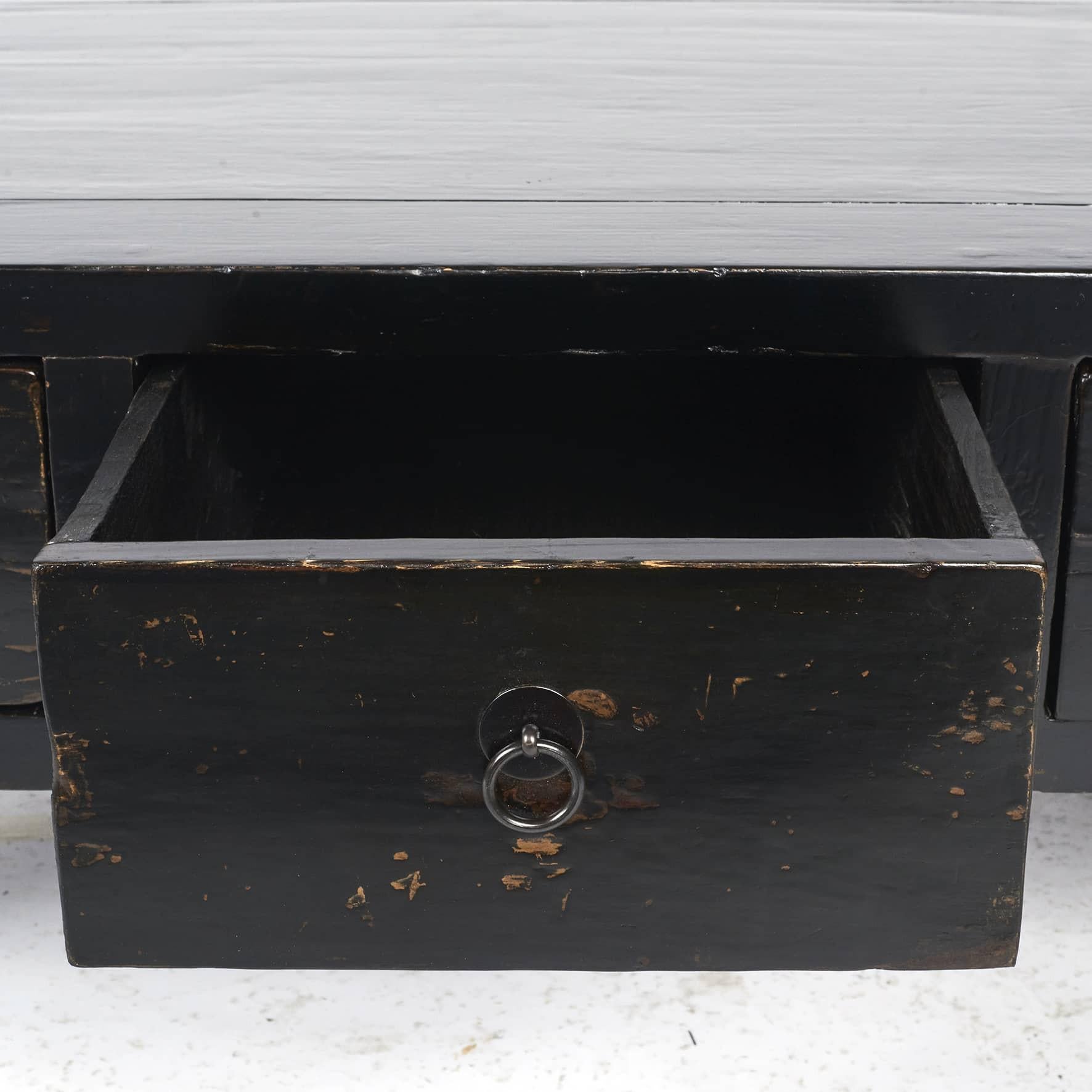 Elm Chinese Black Lacquered Art Deco Coffee Table