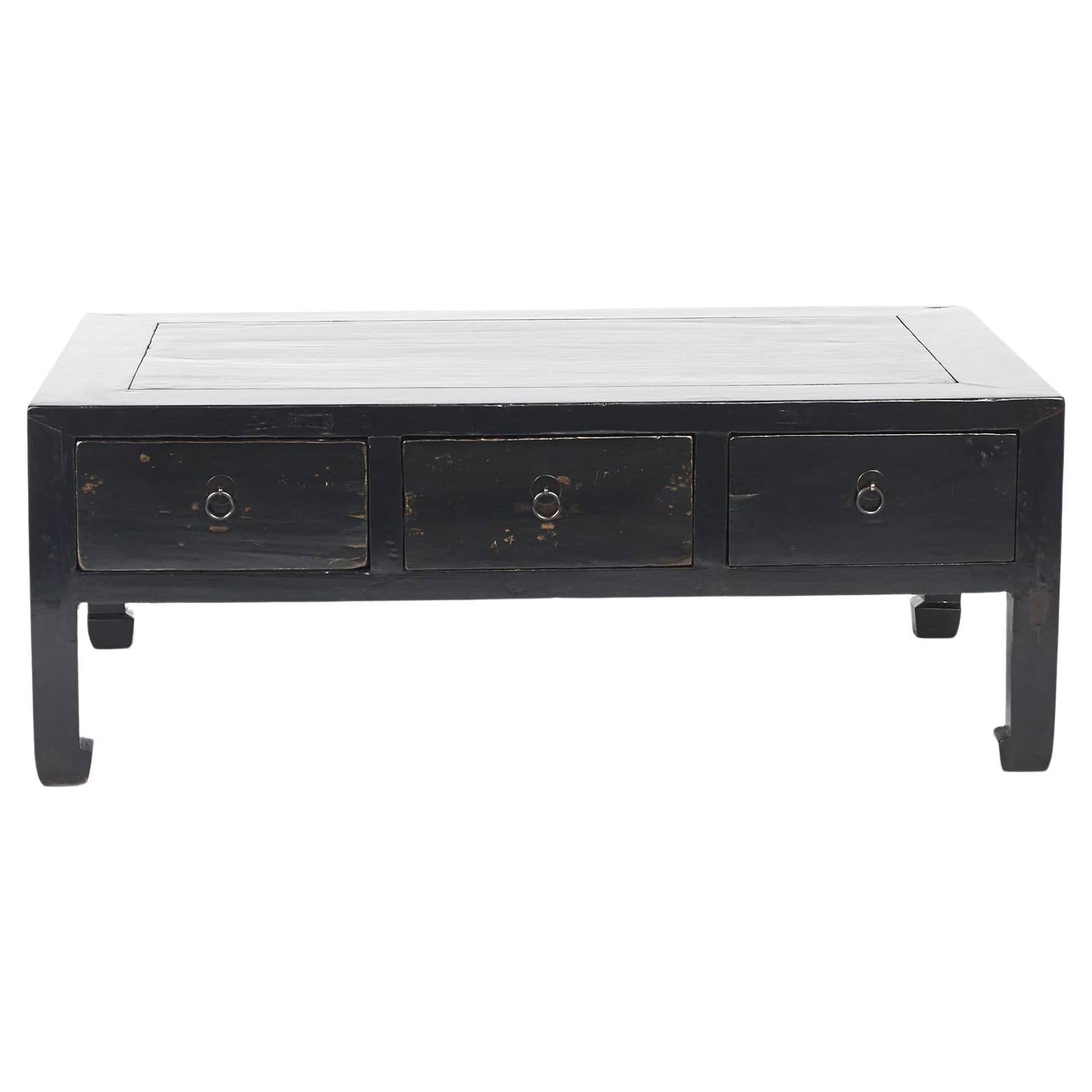 Chinese Black Lacquered Art Deco Coffee Table