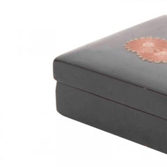 Chinese Black Lacquered Box With Flowers