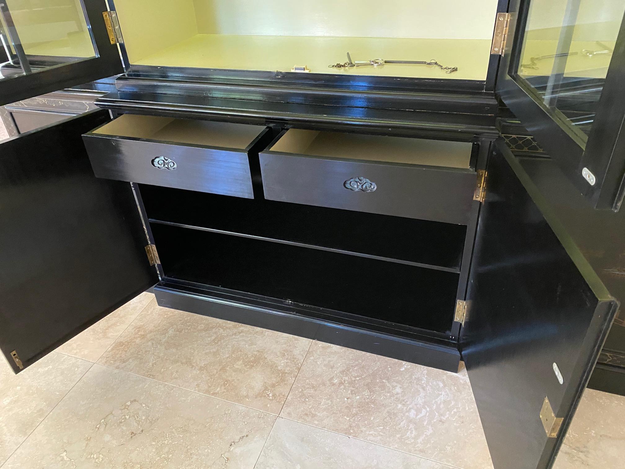 Chinese Black Lacquered Breakfront  3