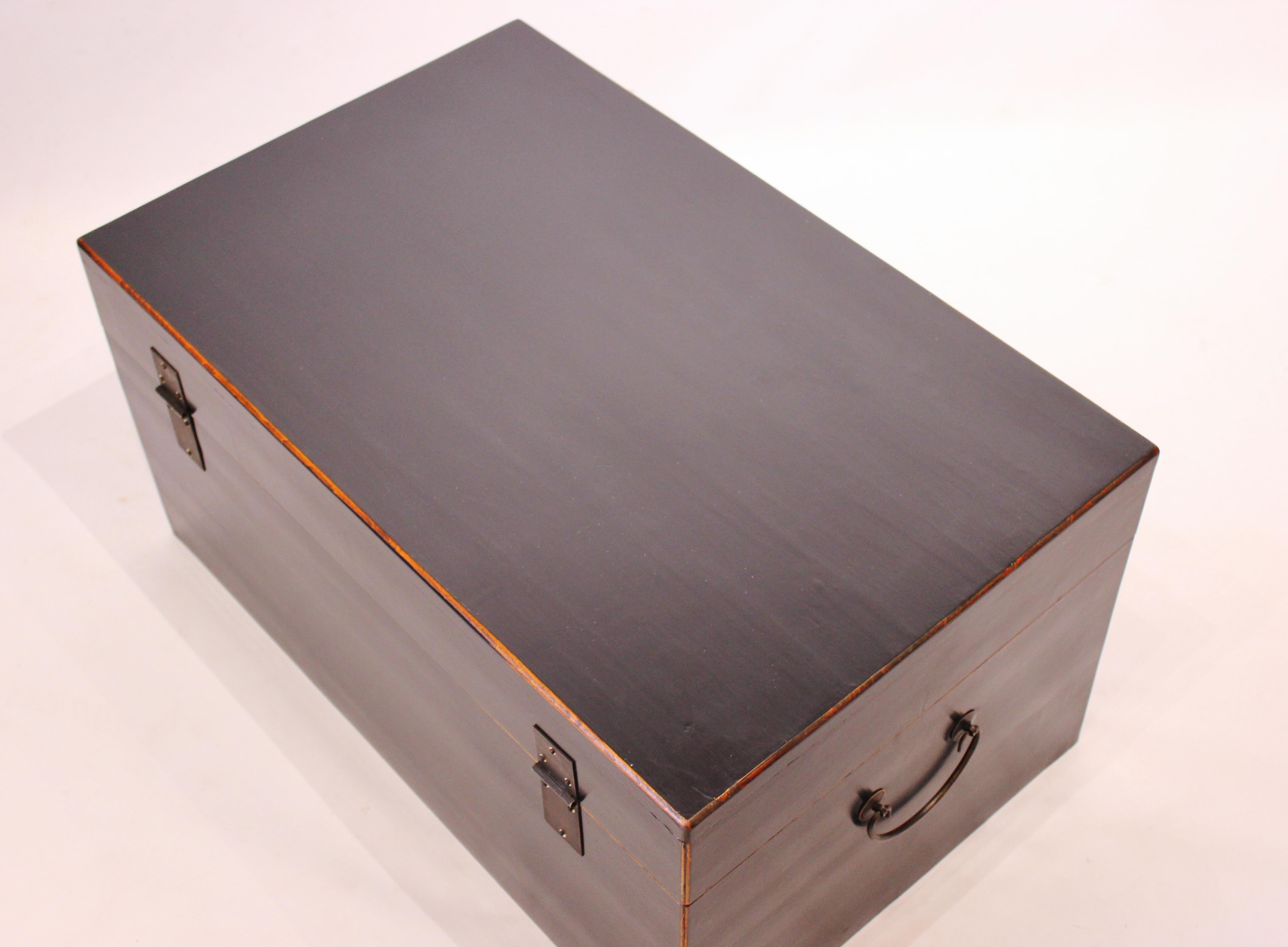 Wood Chinese Black Lacquered Chest from the 1940s