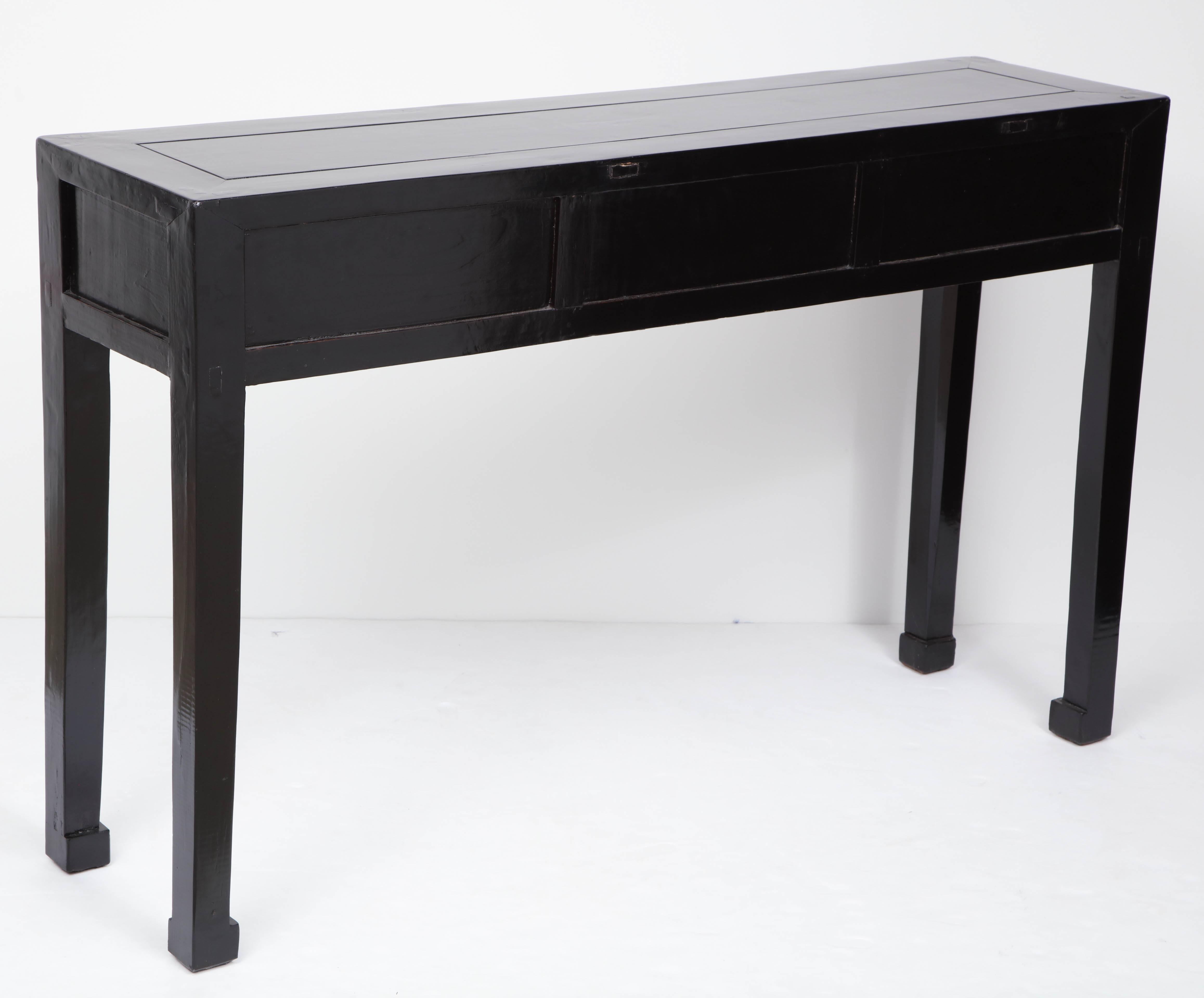 Chinese Black Lacquered Console, circa 1920s 3