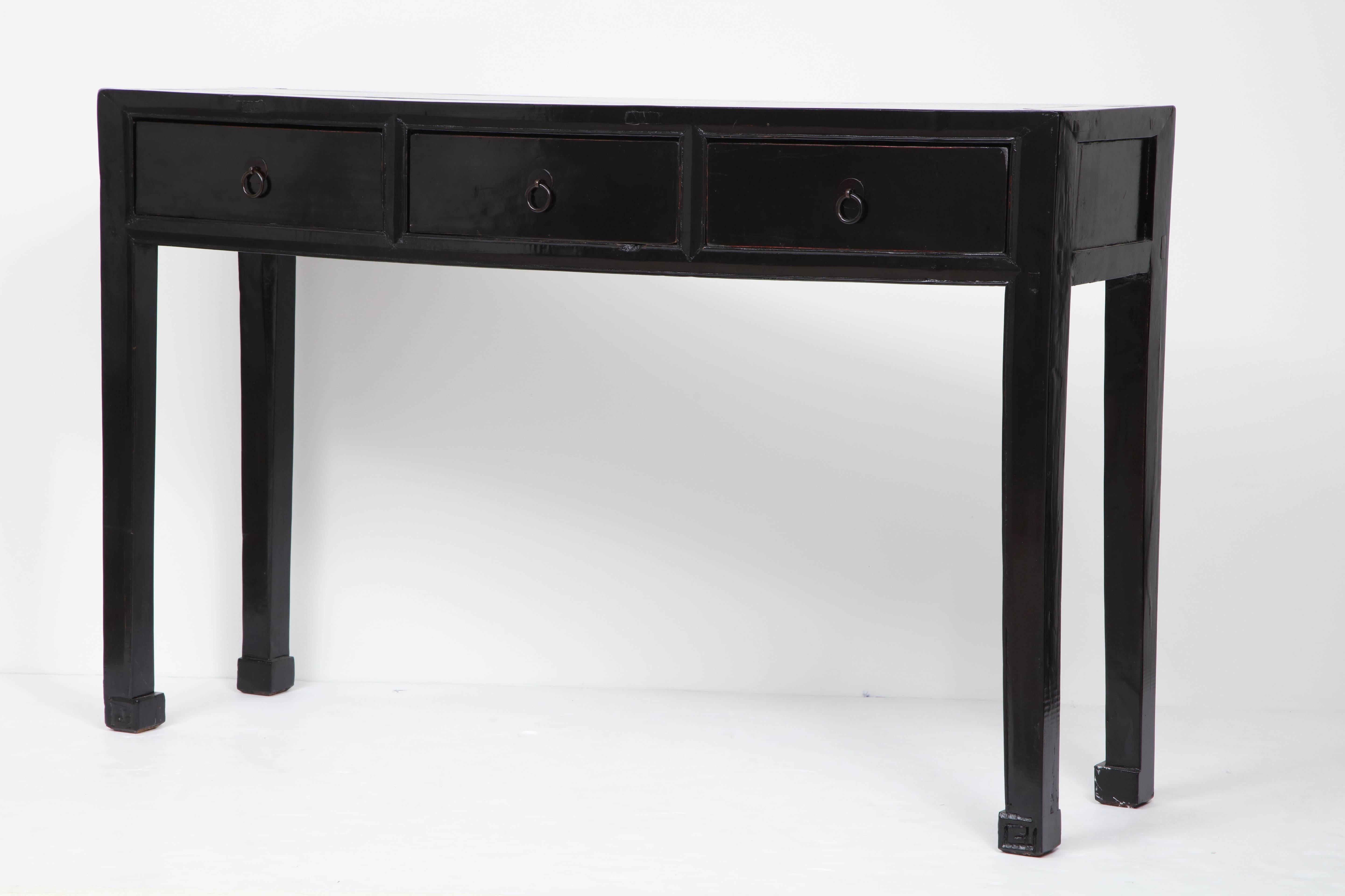 Chinese Black Lacquered Console, circa 1920s In Good Condition In New York, NY