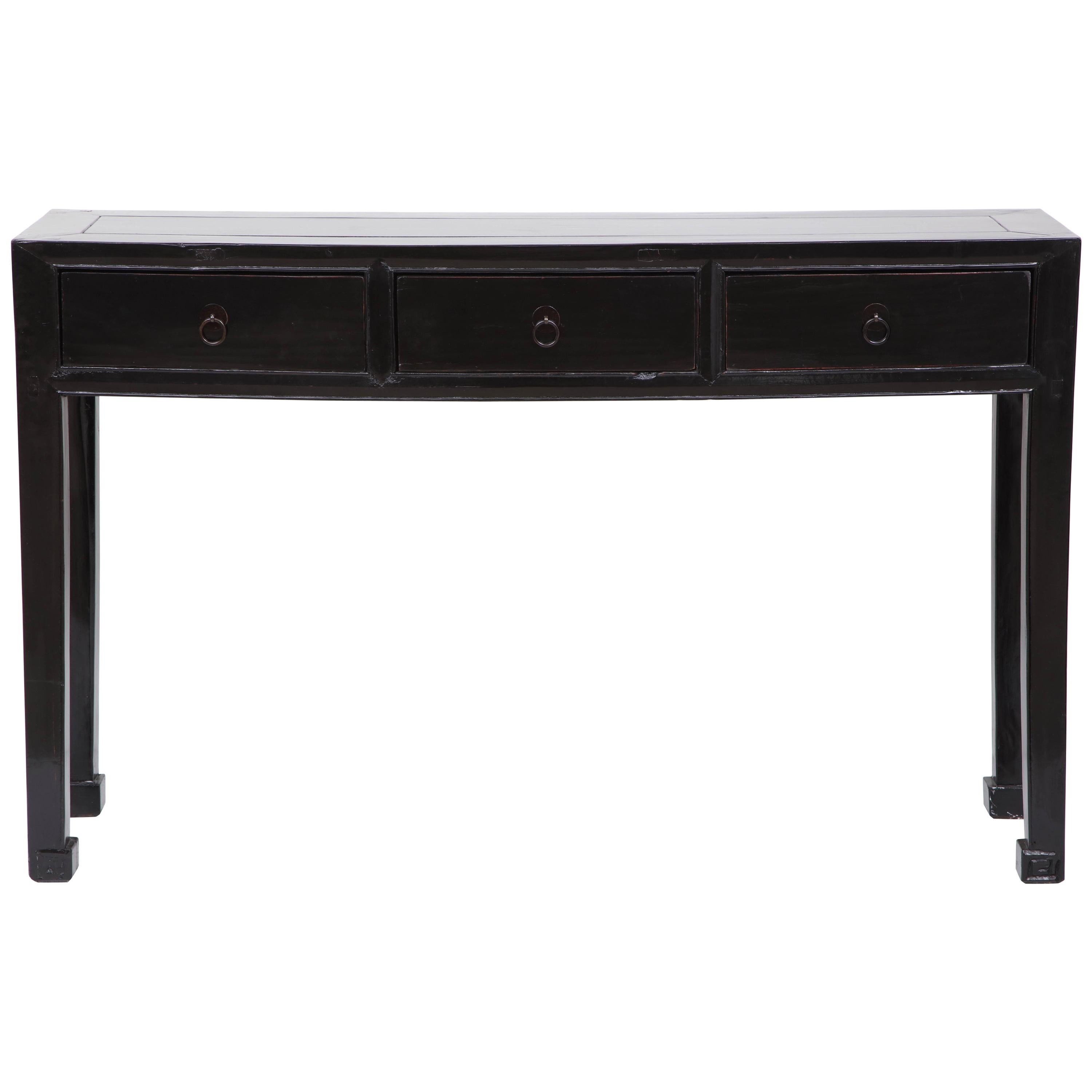 Chinese Black Lacquered Console, circa 1920s at 1stDibs