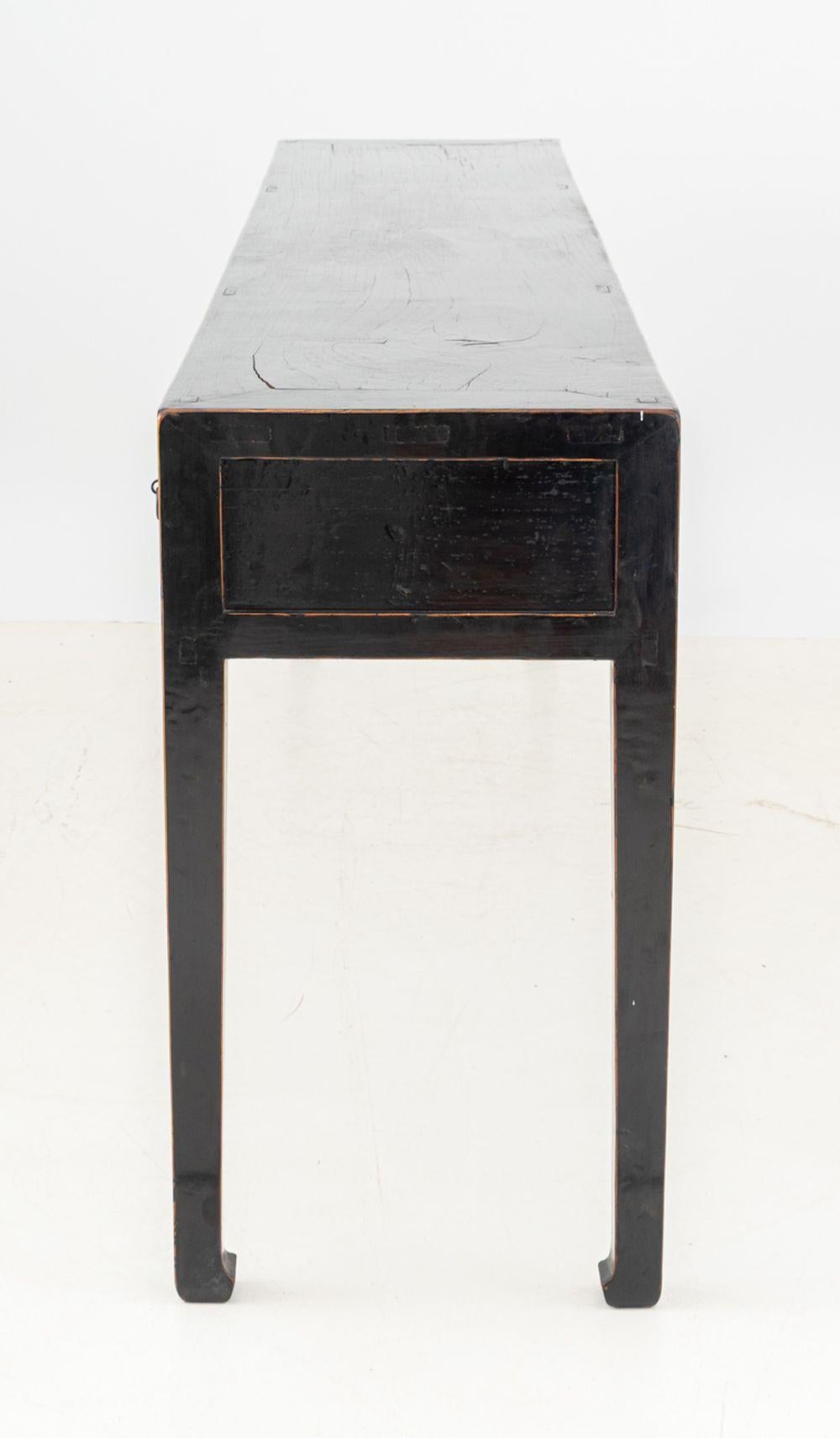 Chinese Black Lacquered Console Table, 19th C. In Good Condition For Sale In Astoria, NY