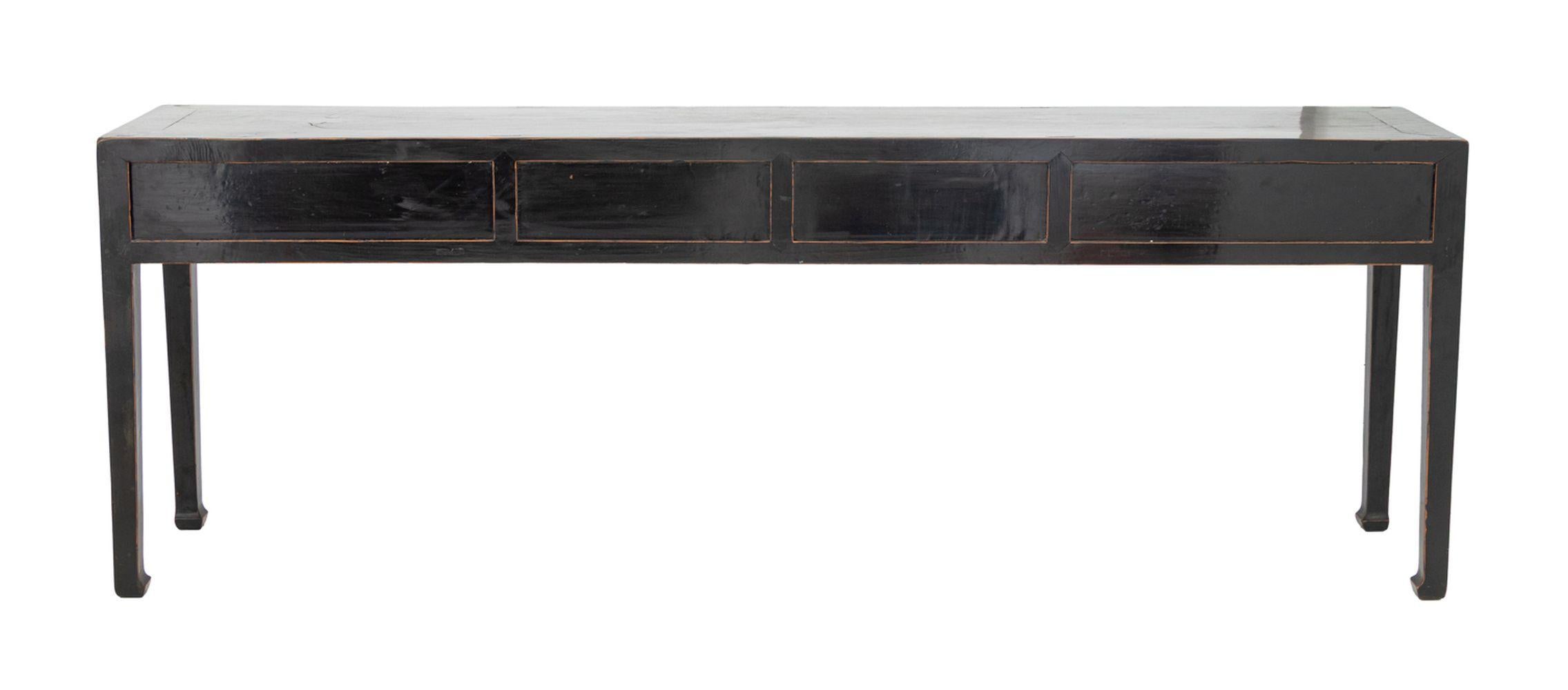 19th Century Chinese Black Lacquered Console Table, 19th C. For Sale