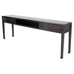 Chinese Black Lacquered Console Table, 19th C.