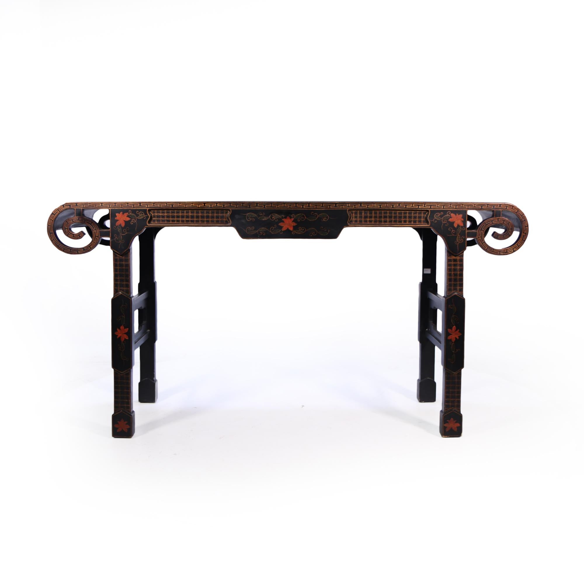 Chinese Export Chinese Black Lacquered Console Table