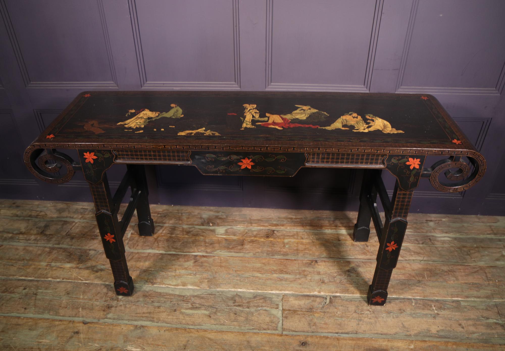 Chinese Black Lacquered Console Table In Good Condition In Paddock Wood Tonbridge, GB