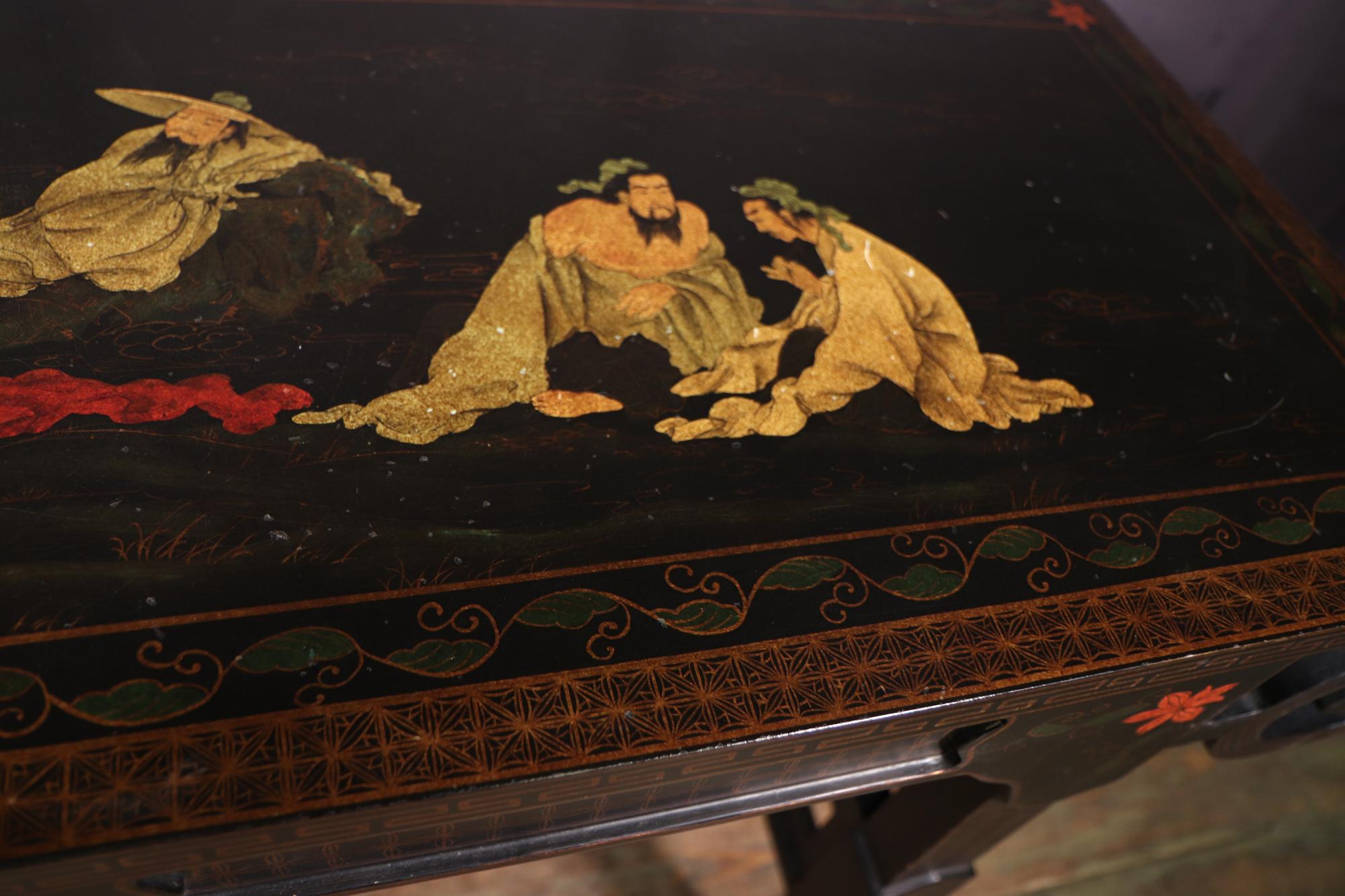 Chinese Black Lacquered Console Table 1