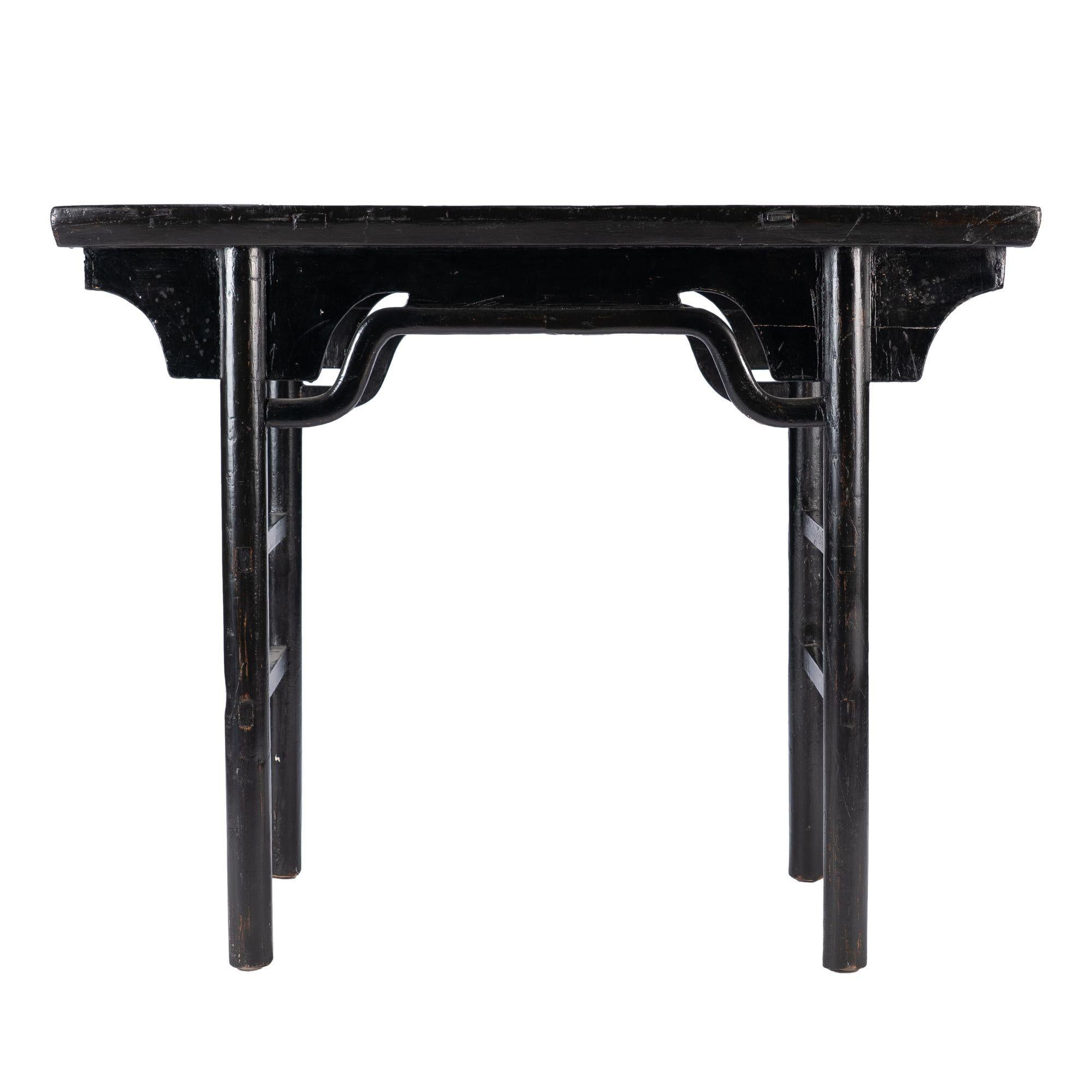 Elm Chinese black lacquered elm wine table, 1875 For Sale
