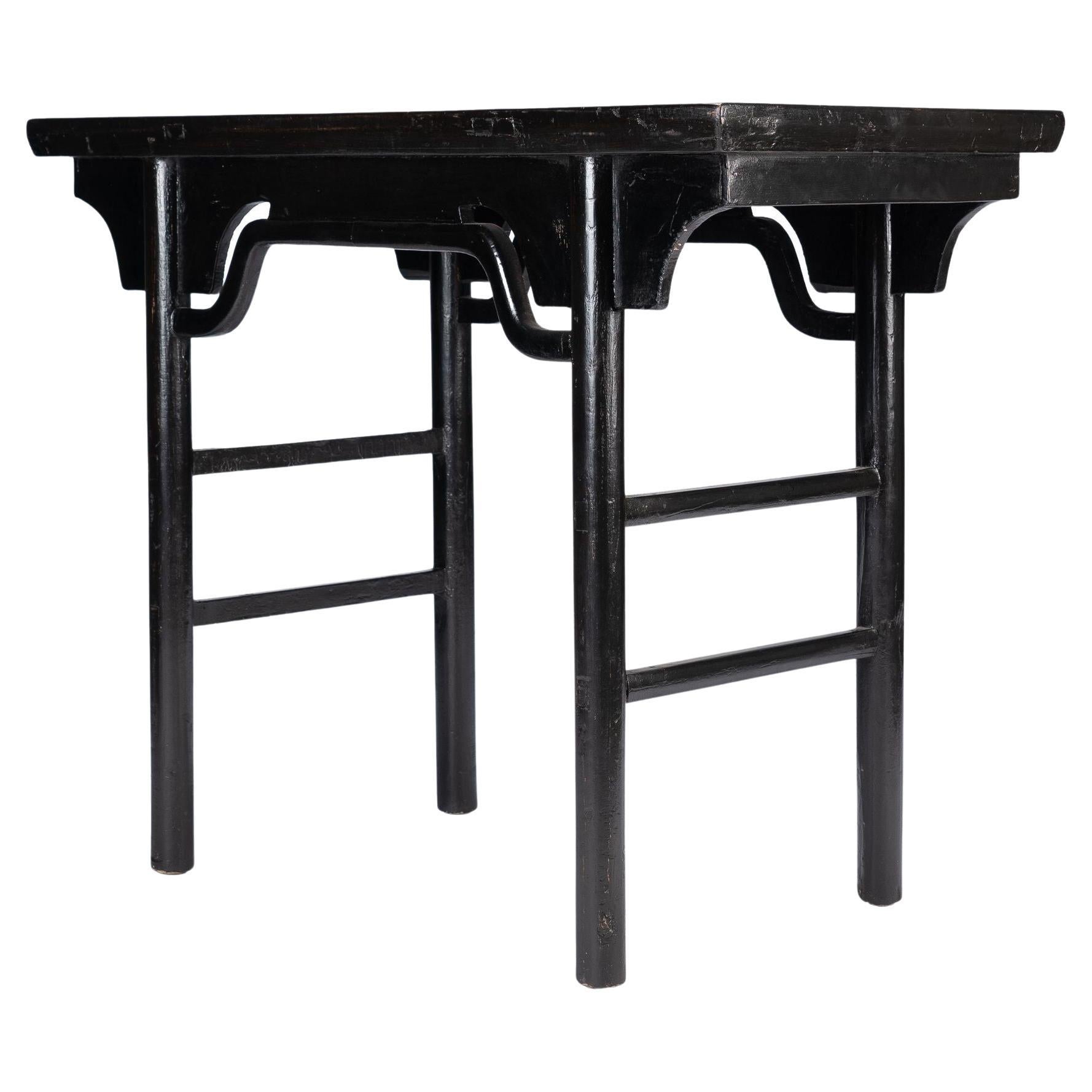 Chinese black lacquered elm wine table, 1875 For Sale