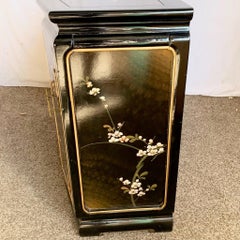 Chinese Black Lacquered Hand Painted Credenza/Sideboard
