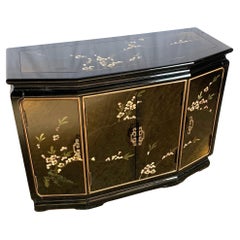 Chinese Black Lacquered Hand Painted Credenza/Sideboard