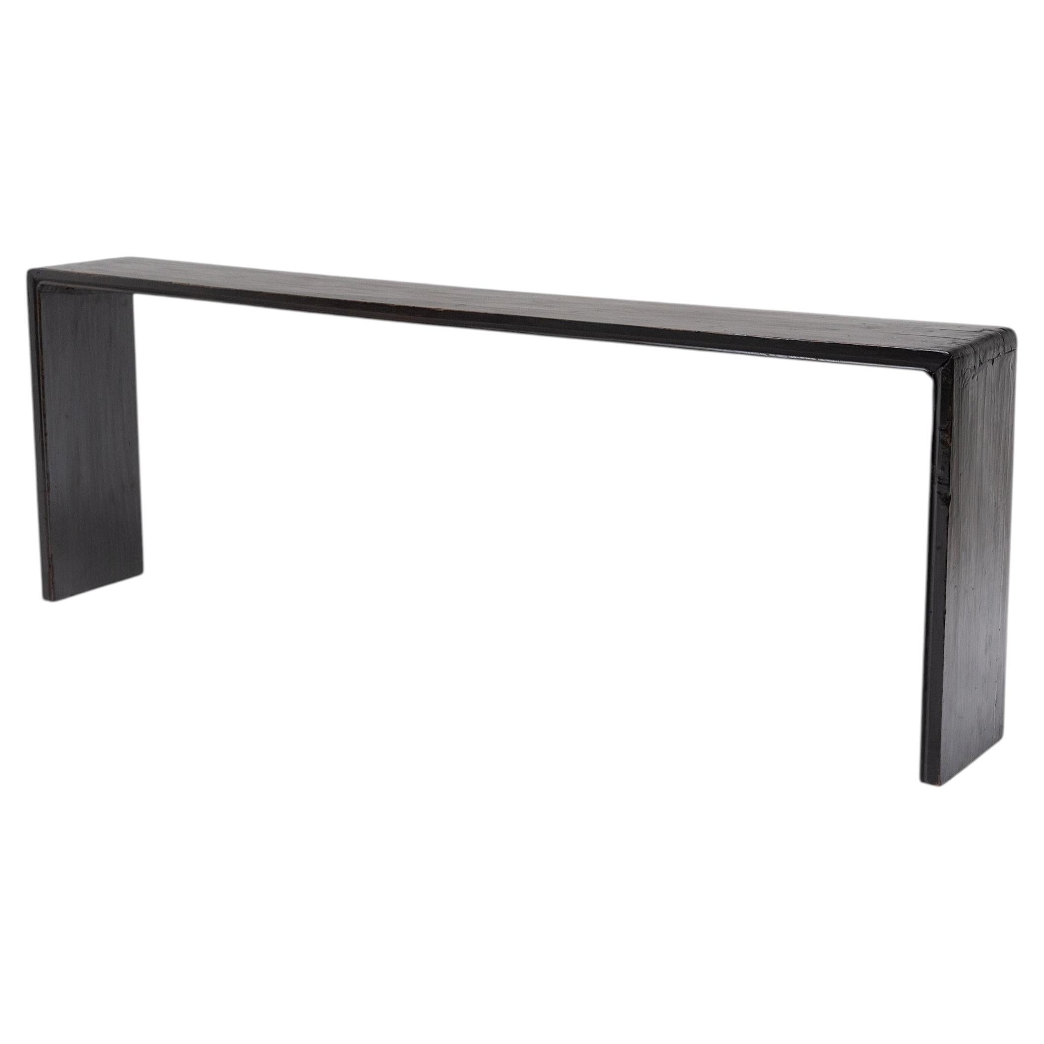 Chinese Black Lacquered Ribbon Table, 19th Century For Sale