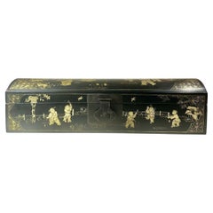 Antique Chinese Black Papier-Mâché Lacquer Box