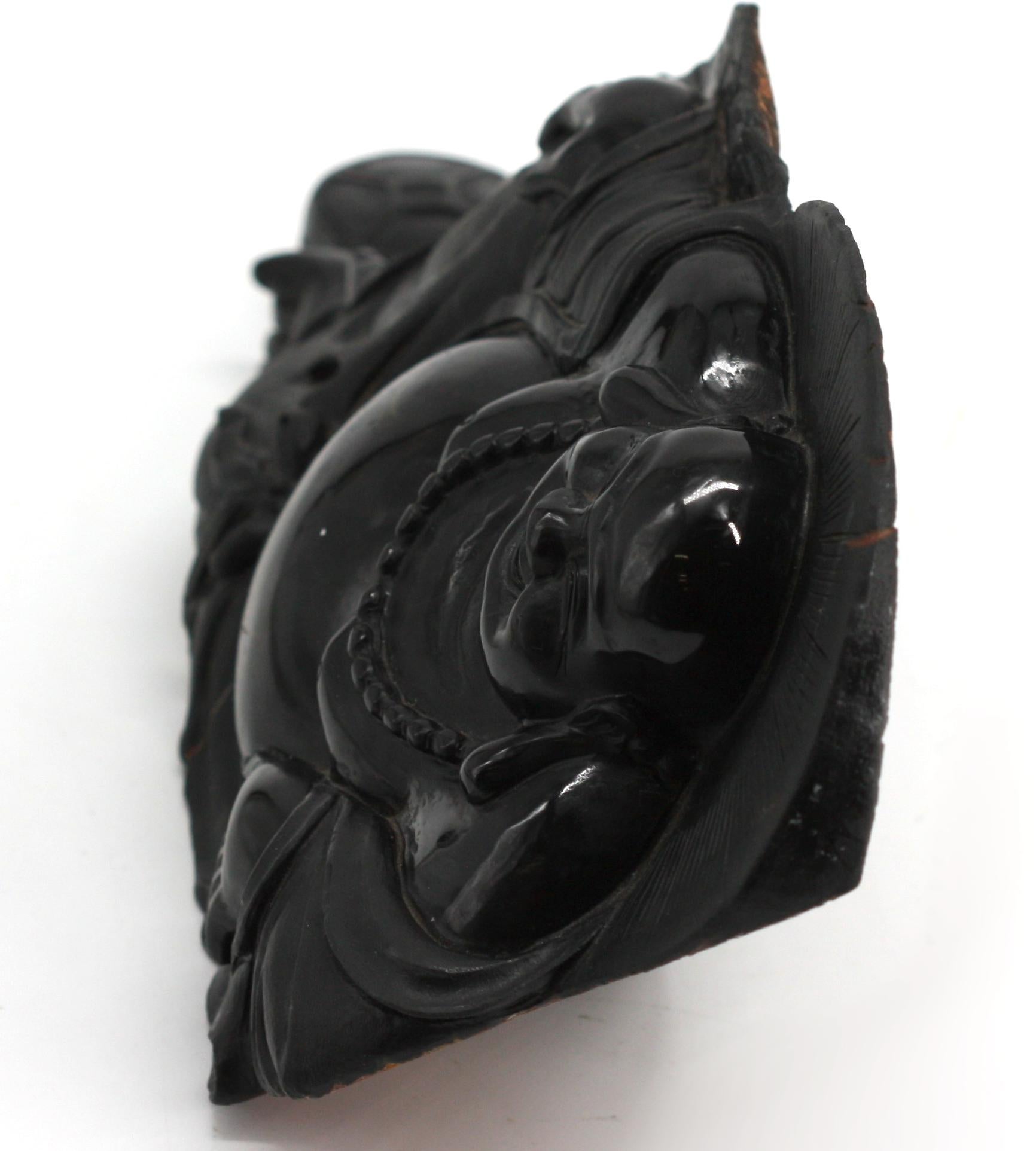 Chinese Black Stone Reclining Happy Buddha In Good Condition For Sale In West Palm Beach, FL