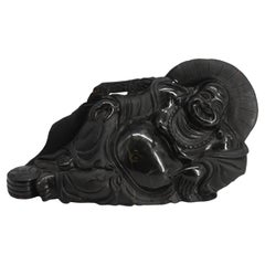 Chinese Black Stone Reclining Happy Buddha