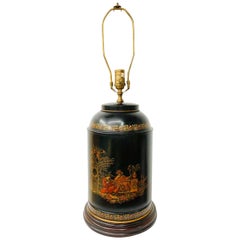 Vintage Chinese Black Tea-Caddy Table Lamp