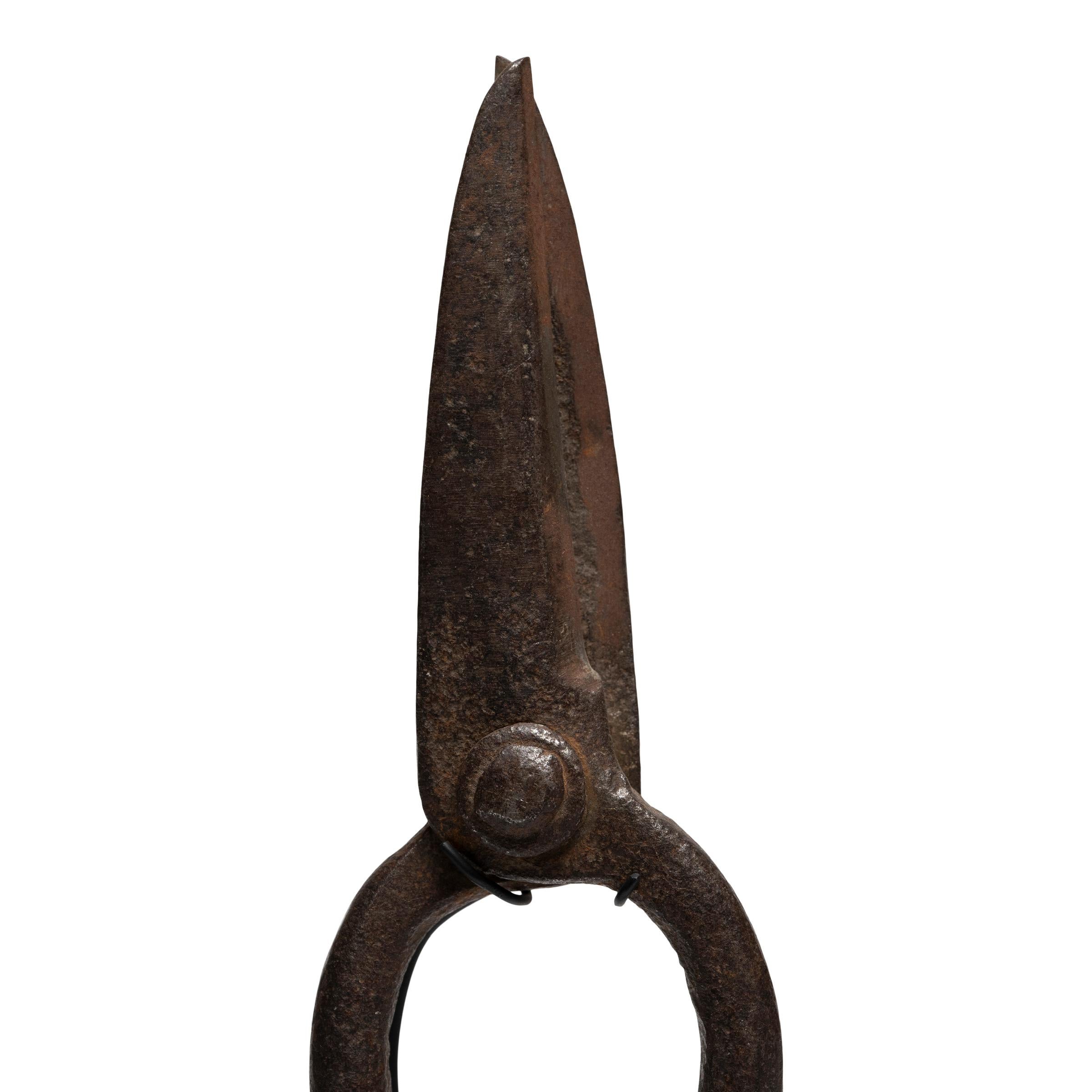 Qing Chinese Blacksmith Iron Scissors on Mount, c. 1850 For Sale