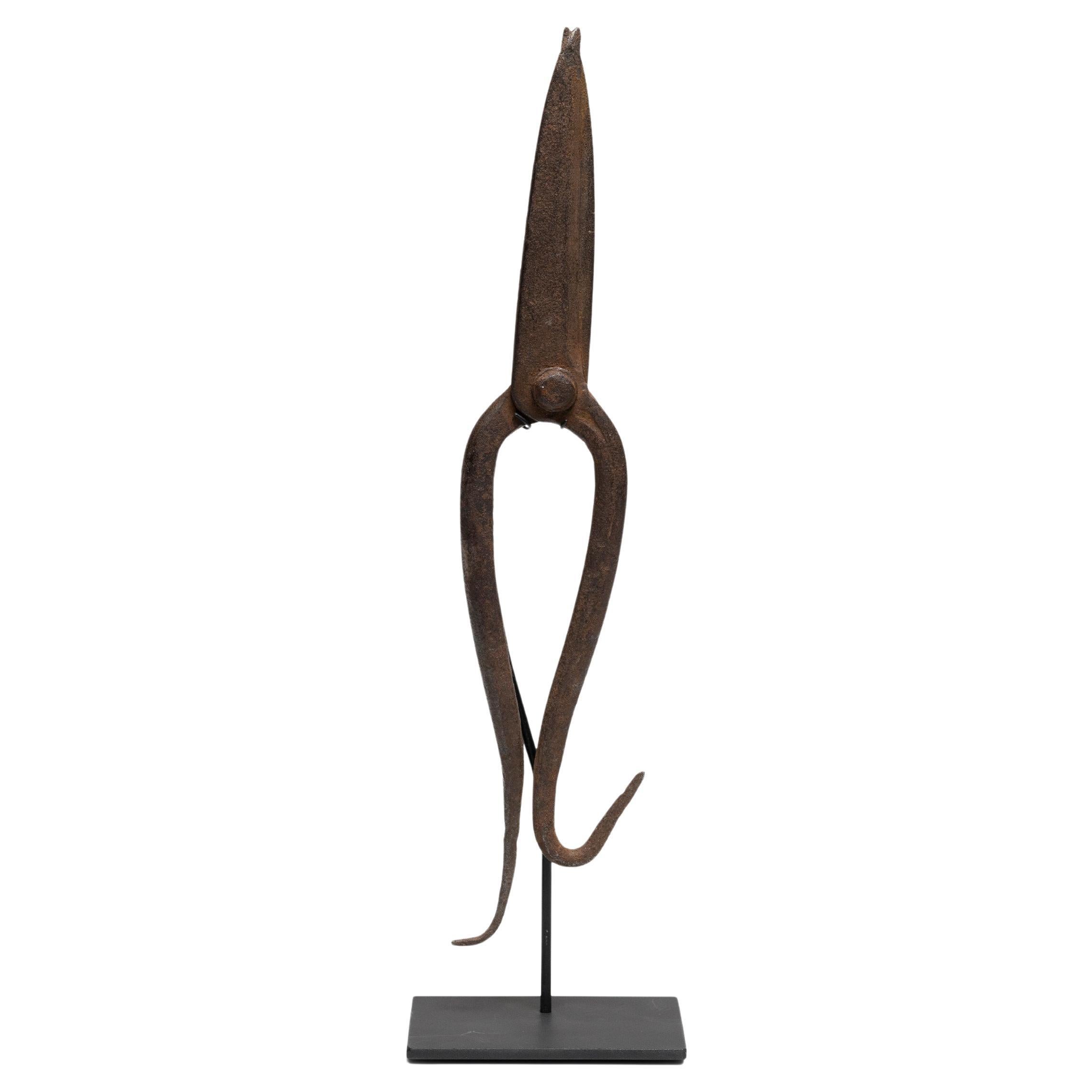 Chinese Blacksmith Iron Scissors on Mount, c. 1850