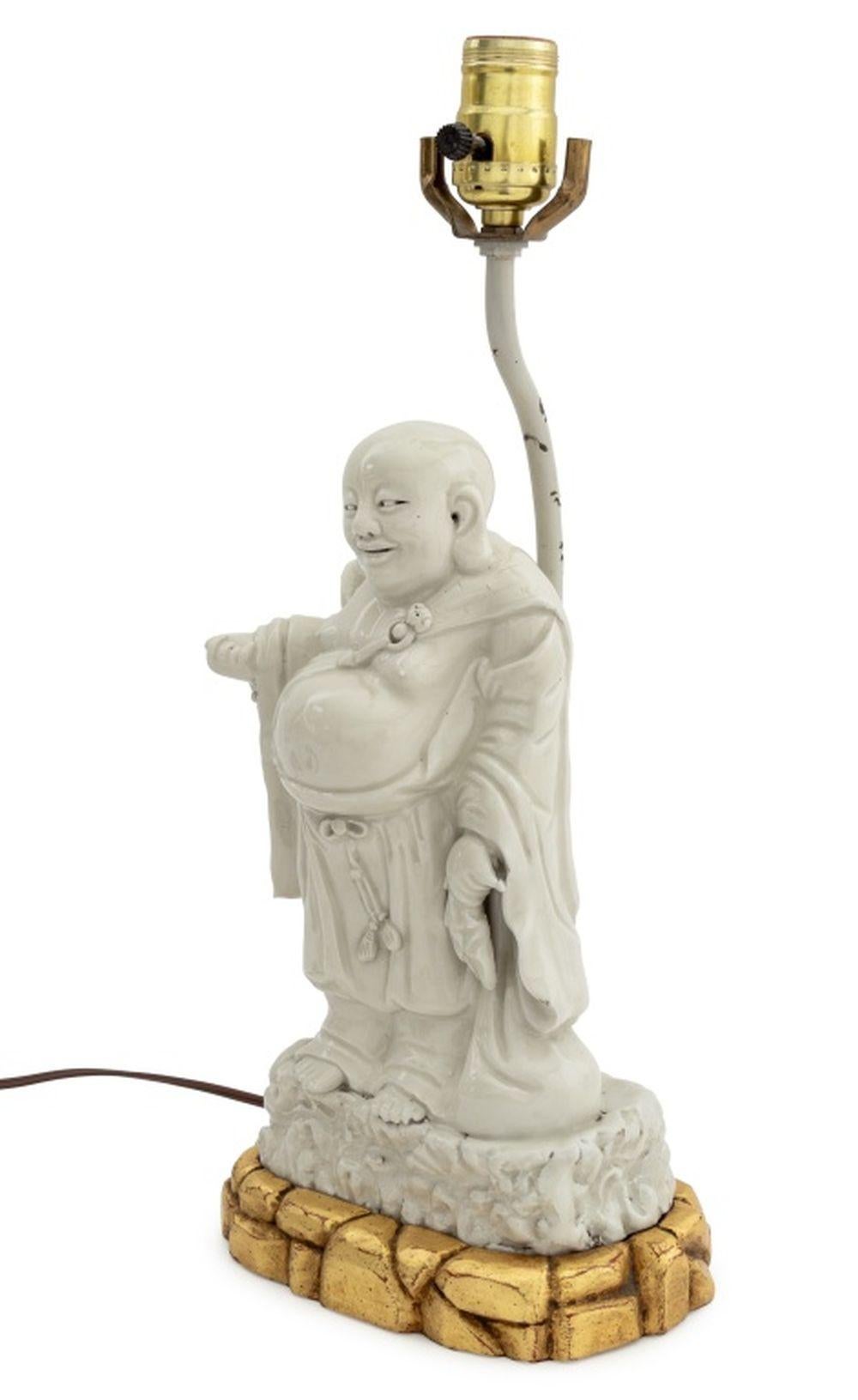 Qing Chinese Blanc de Chine Buddha Sculpture as Lamp For Sale