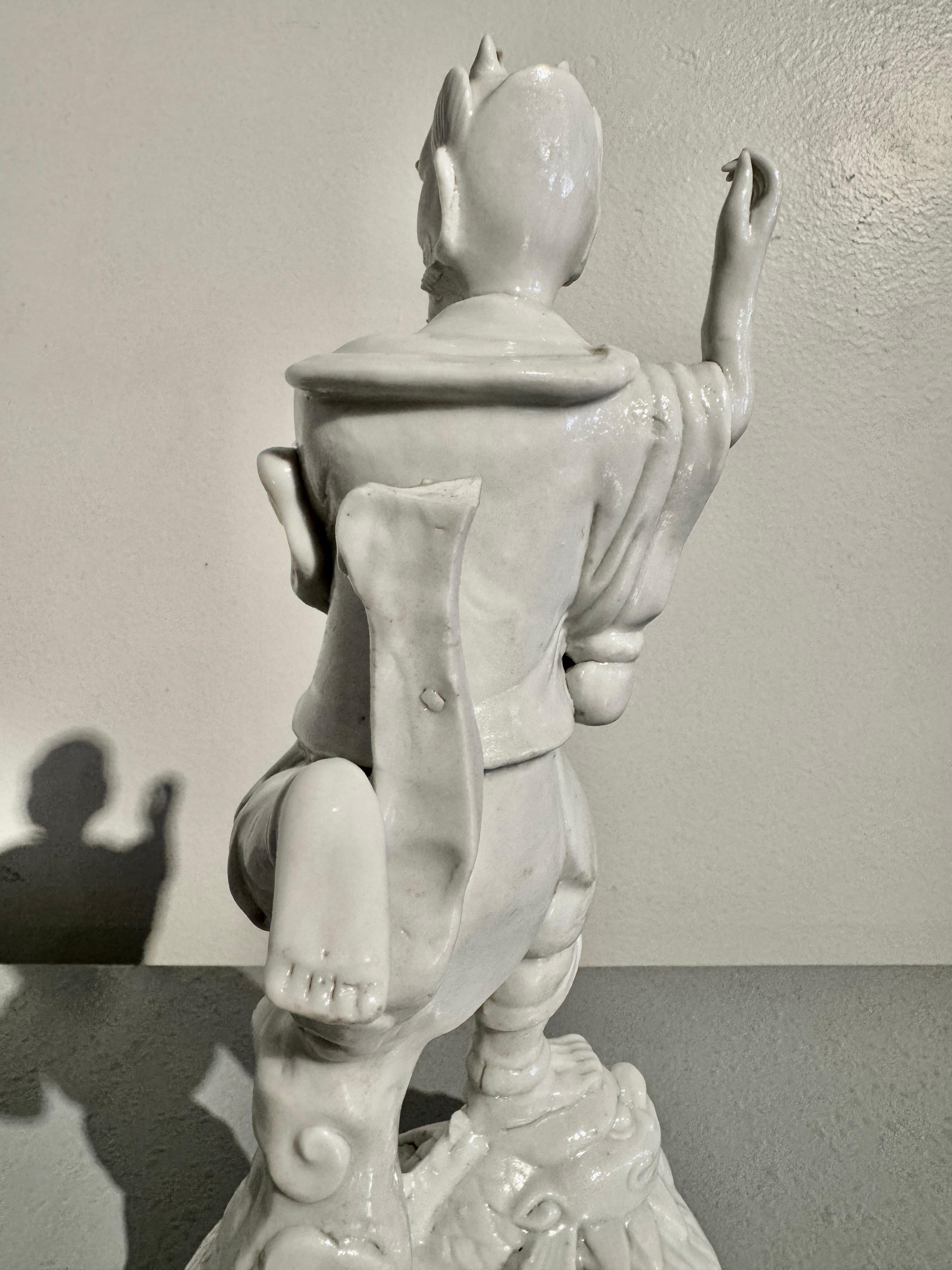 Chinese Blanc de Chine (Dehua) Figure of Kui Xing, Qing Dynasty, 19th Century For Sale 8