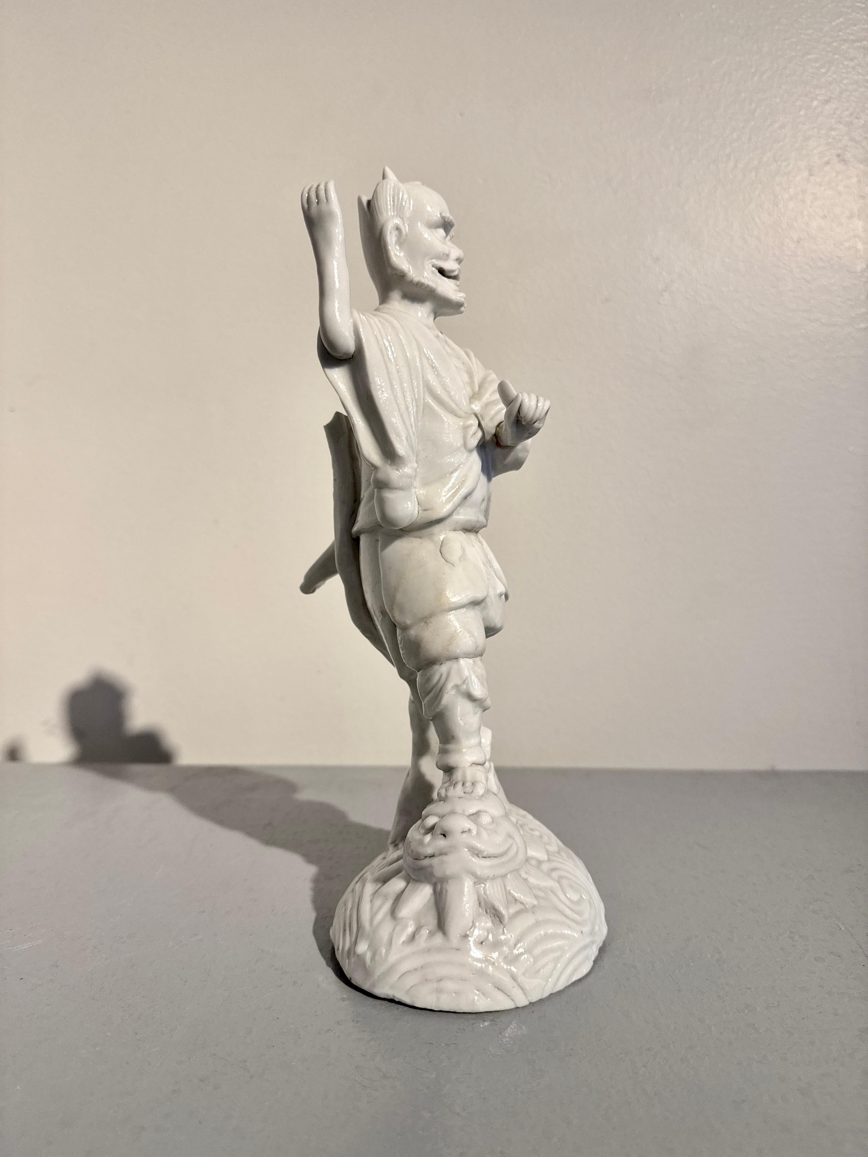 Chinese Blanc de Chine (Dehua) Figure of Kui Xing, Qing Dynasty, 19th Century In Fair Condition For Sale In Austin, TX