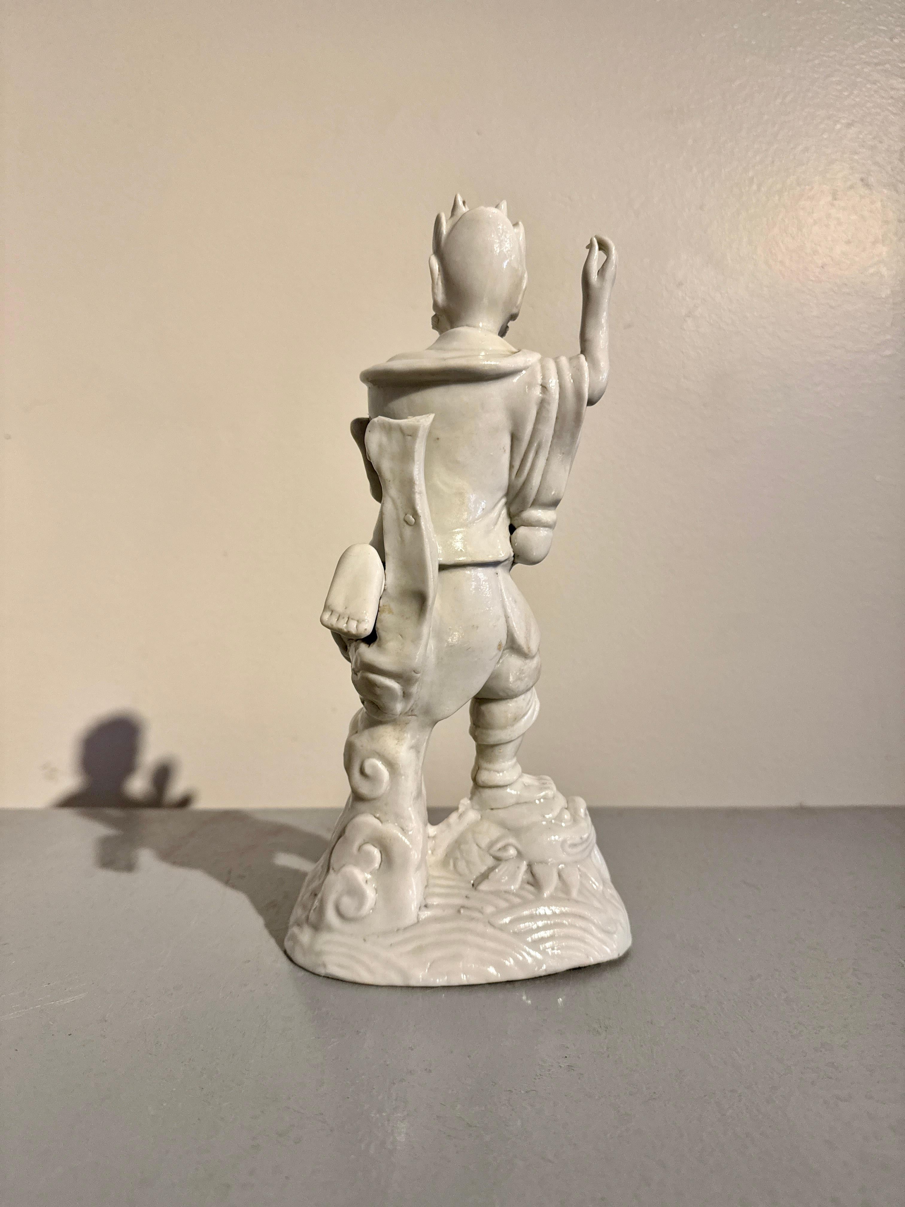 Porcelain Chinese Blanc de Chine (Dehua) Figure of Kui Xing, Qing Dynasty, 19th Century For Sale
