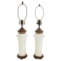 Chinese Blanc de Chine Dehua Vases as Lamps, Pair