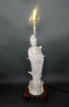 Chinese Blanc De Chine Figure of Quanyin Mounted as a Lamp