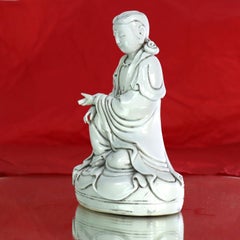 Chinese Blanc De Chine Figurine Of Guanyin, Goddess Of Mercy & Compassion 20thC