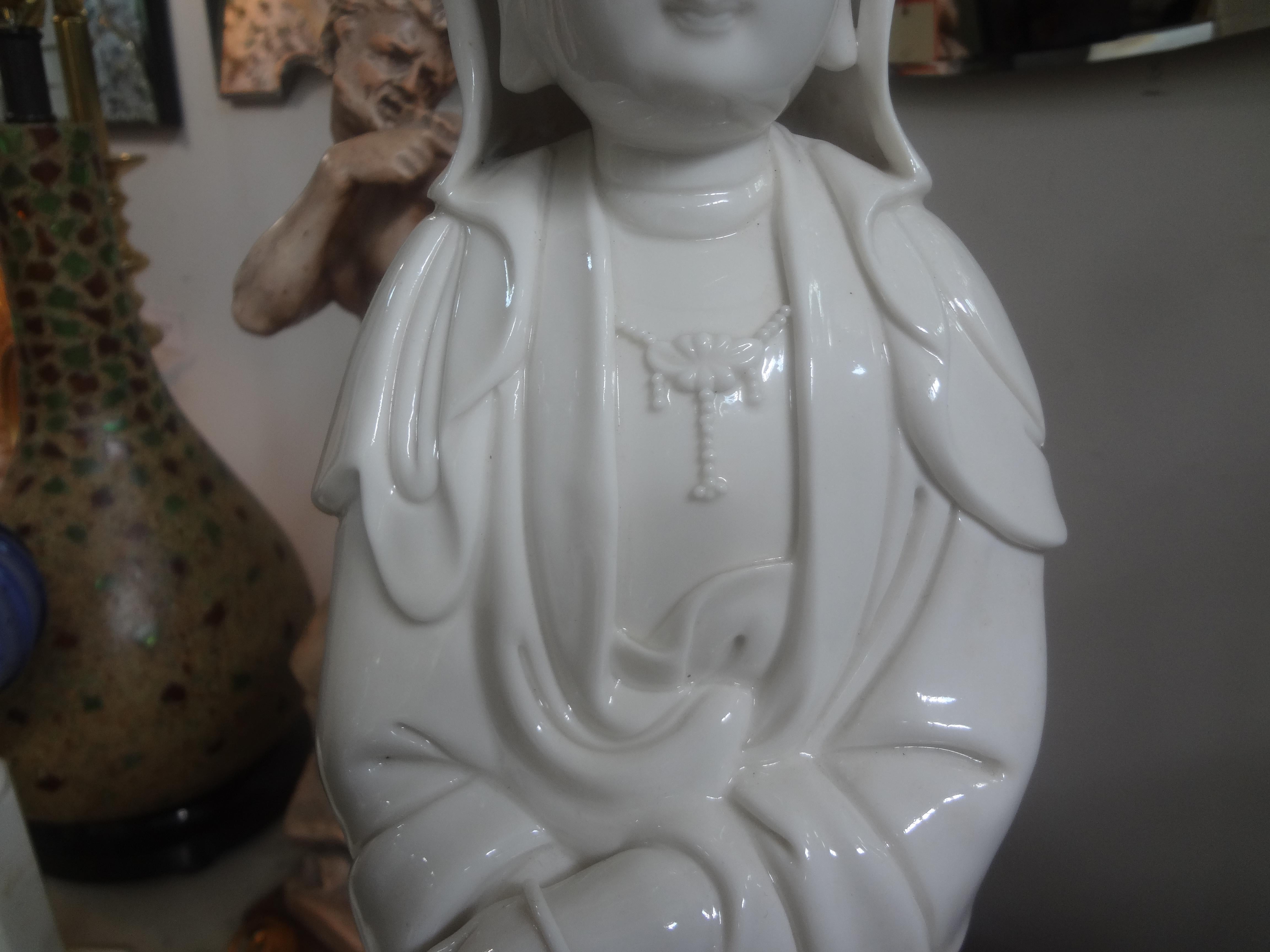  Chinese Blanc De Chine Guan Yin with Dragon In Good Condition For Sale In Houston, TX