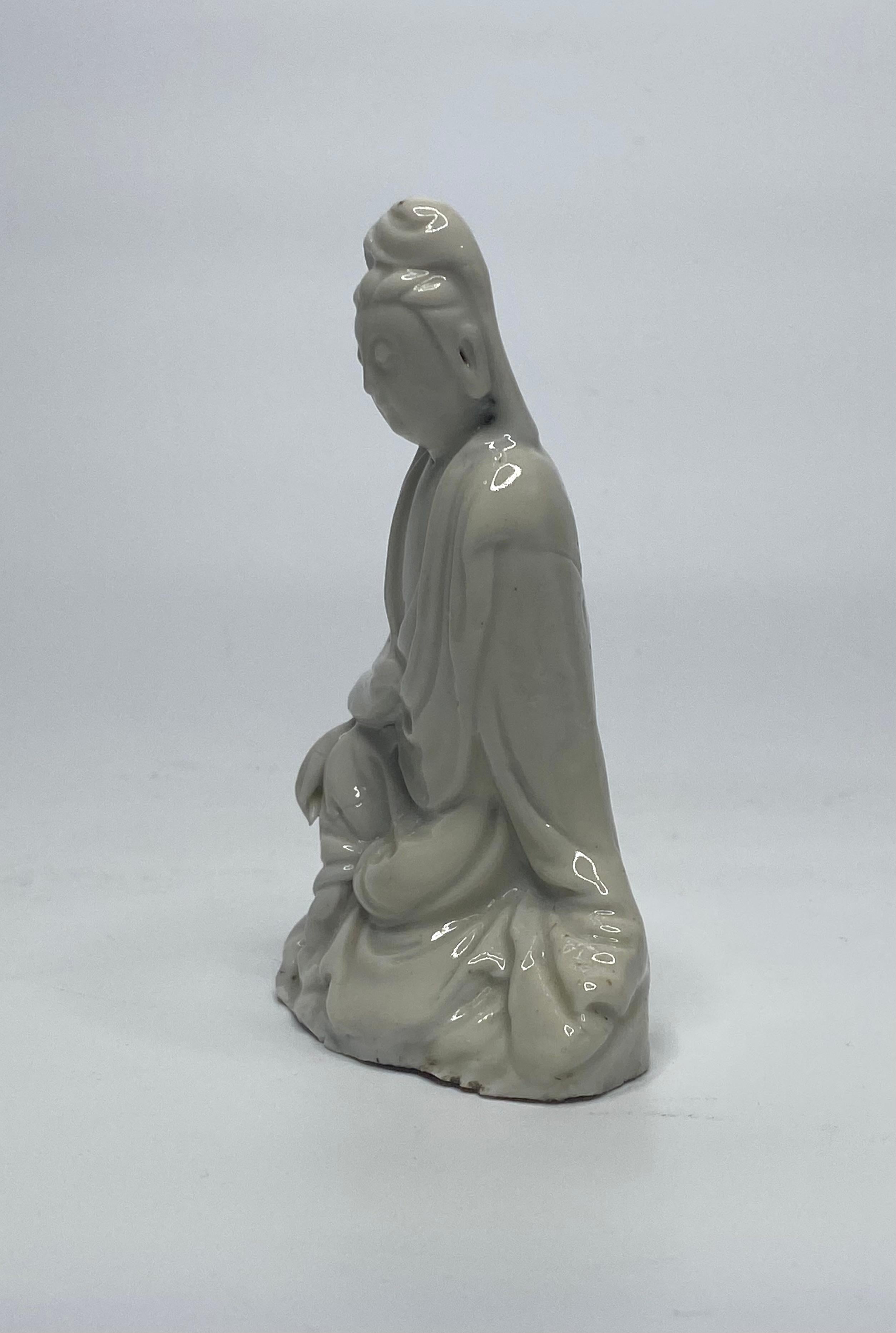 Fired Chinese Blanc De Chine Guanyin, Dehua, 17th C. Kangxi Period