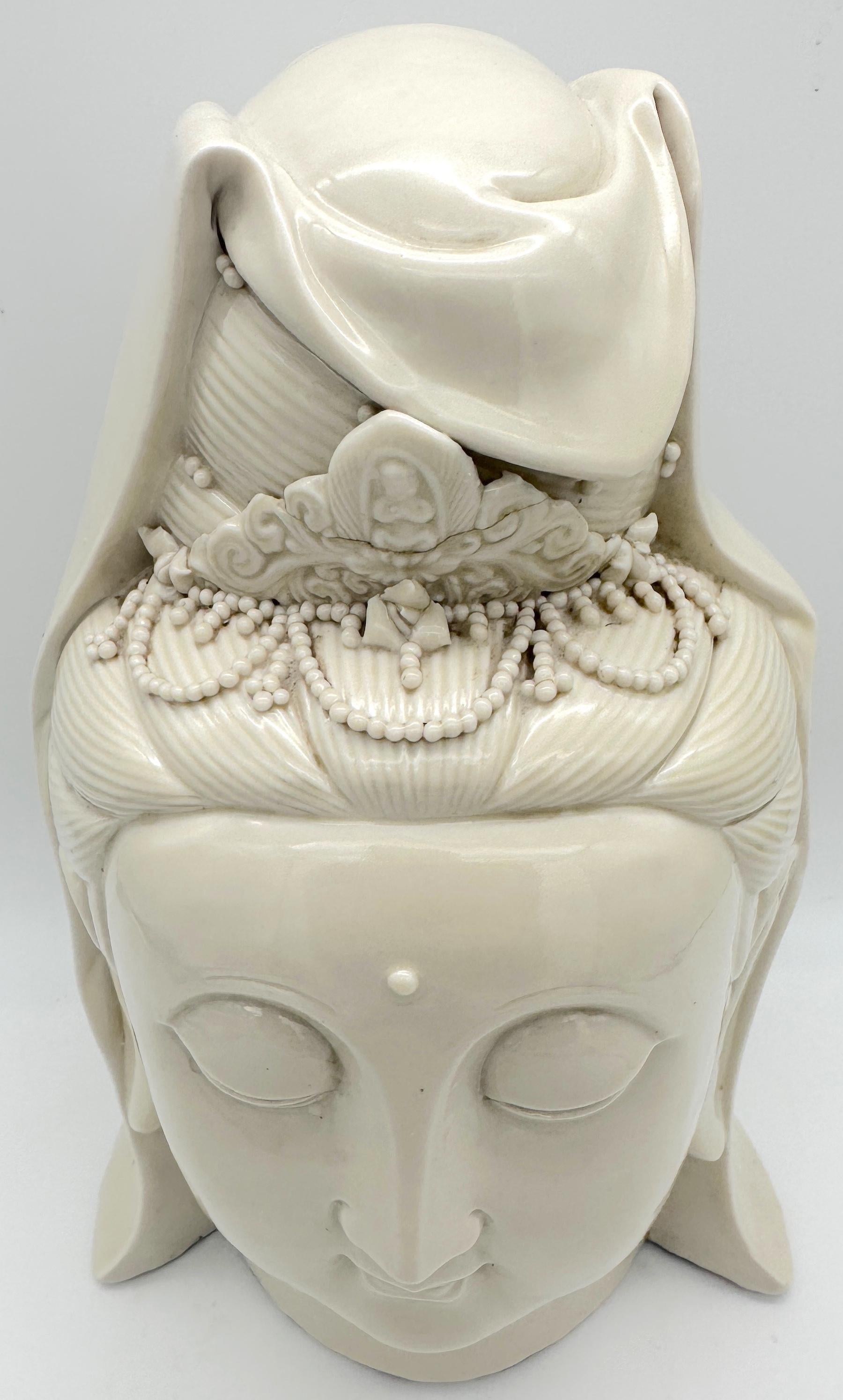 Chinese Export Chinese Blanc De Chine Head of Buddha For Sale