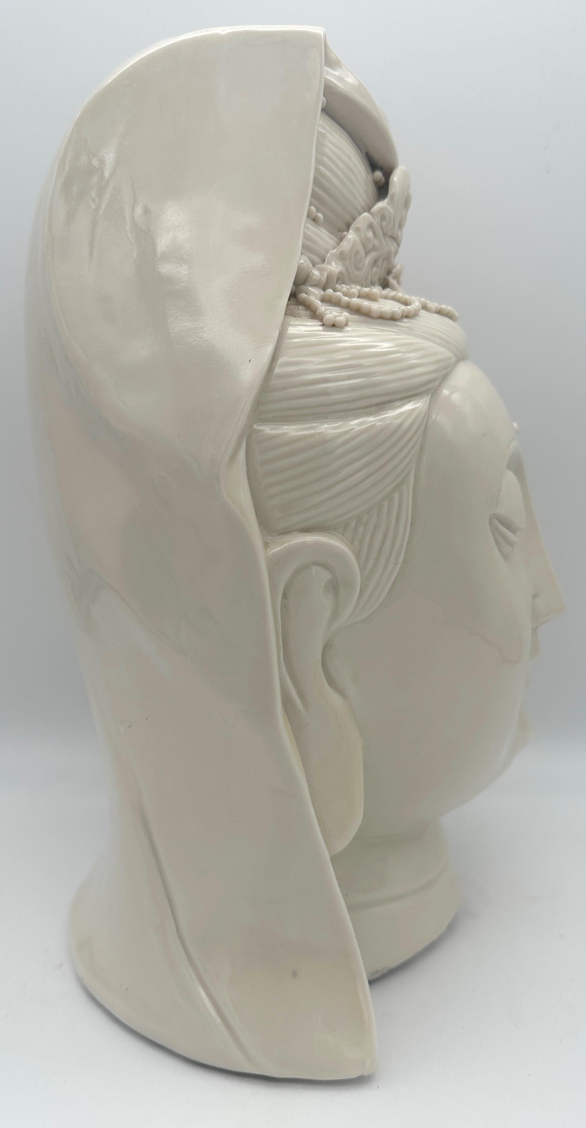 20th Century Chinese Blanc De Chine Head of Buddha For Sale