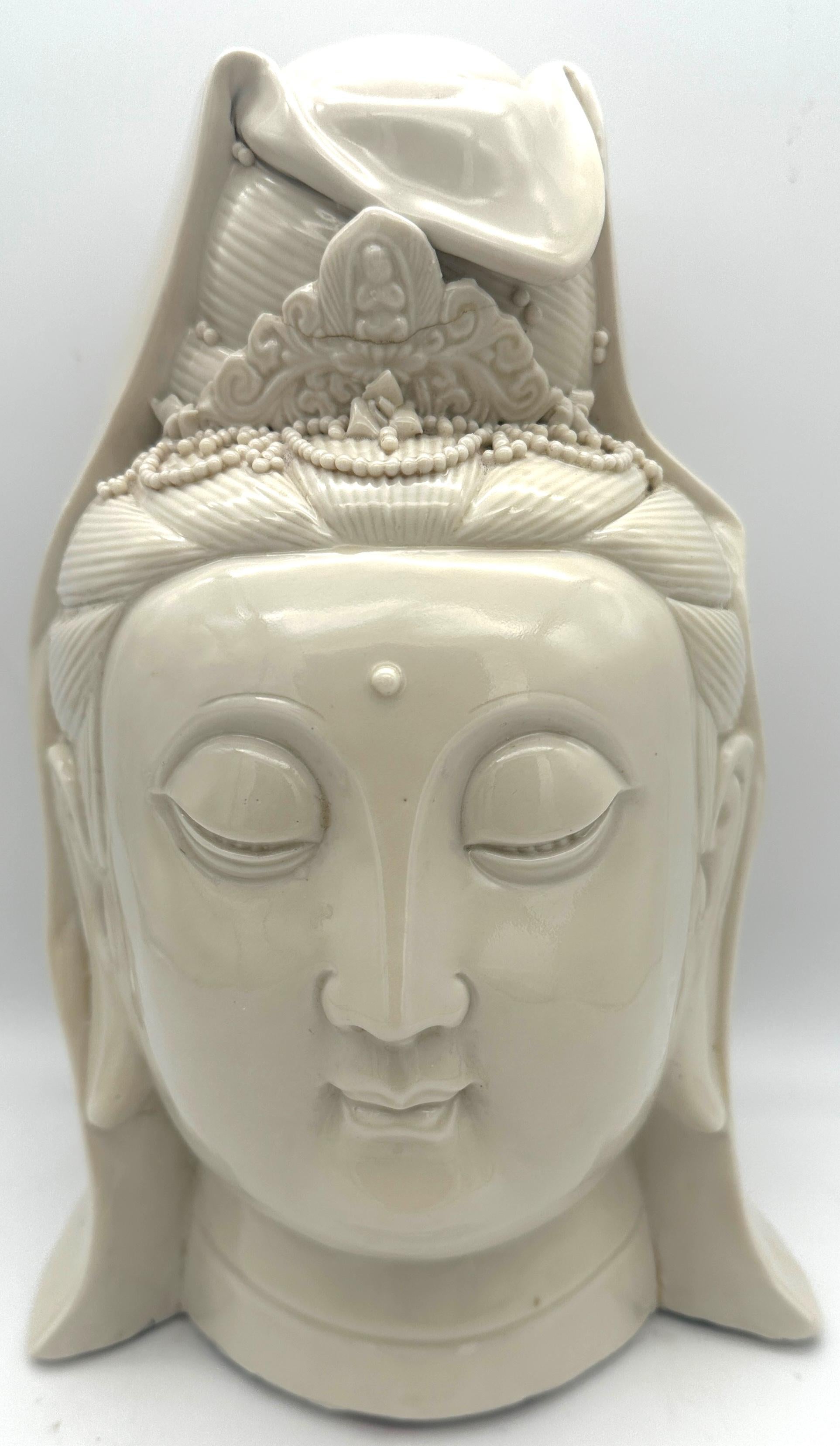 Porcelain Chinese Blanc De Chine Head of Buddha For Sale
