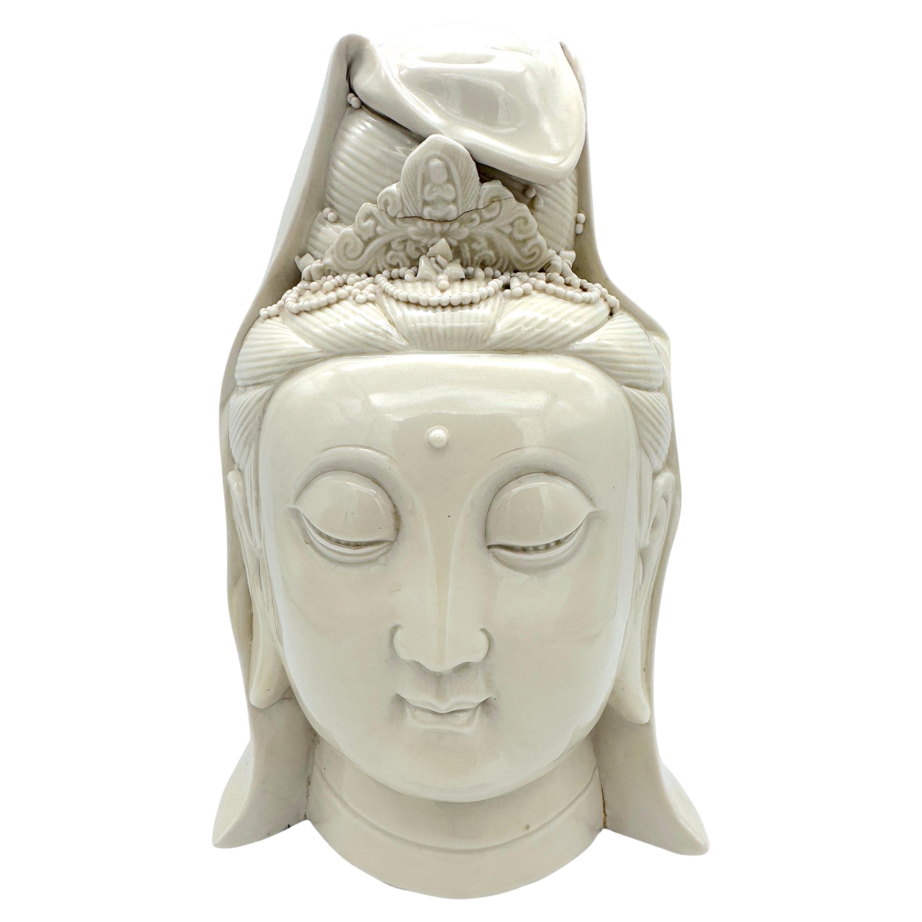 Chinese Blanc De Chine Head of Buddha For Sale