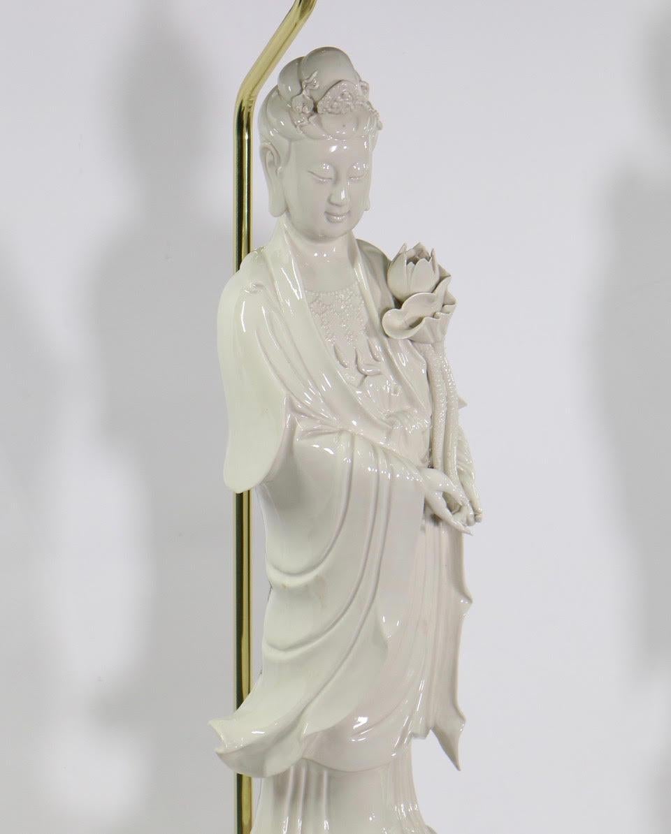 Chinese Blanc De Chine Porcelain Guanyin Table Lamps 2
