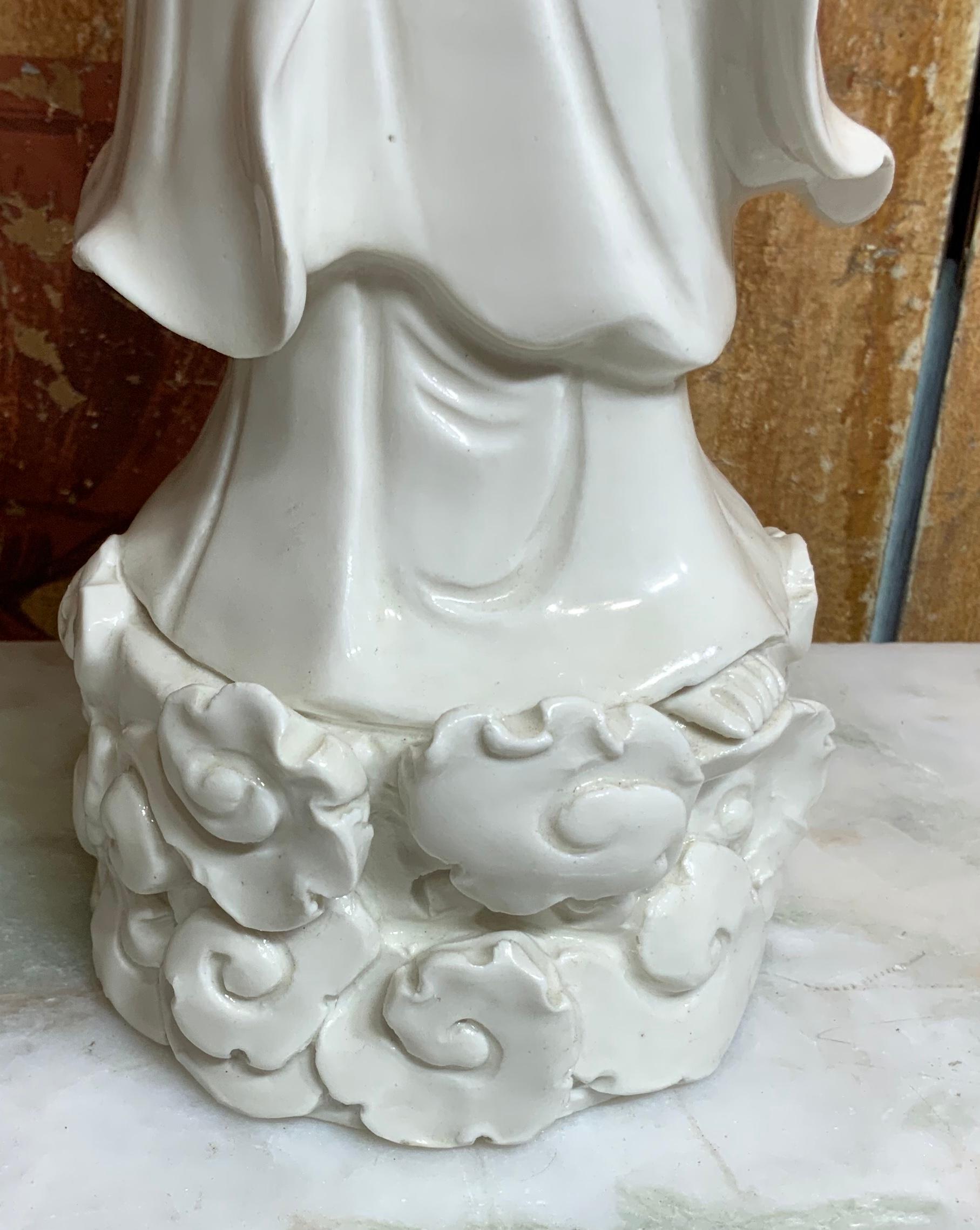 Molded Chinese Blanc de Chine Porcelain Quan Yin For Sale