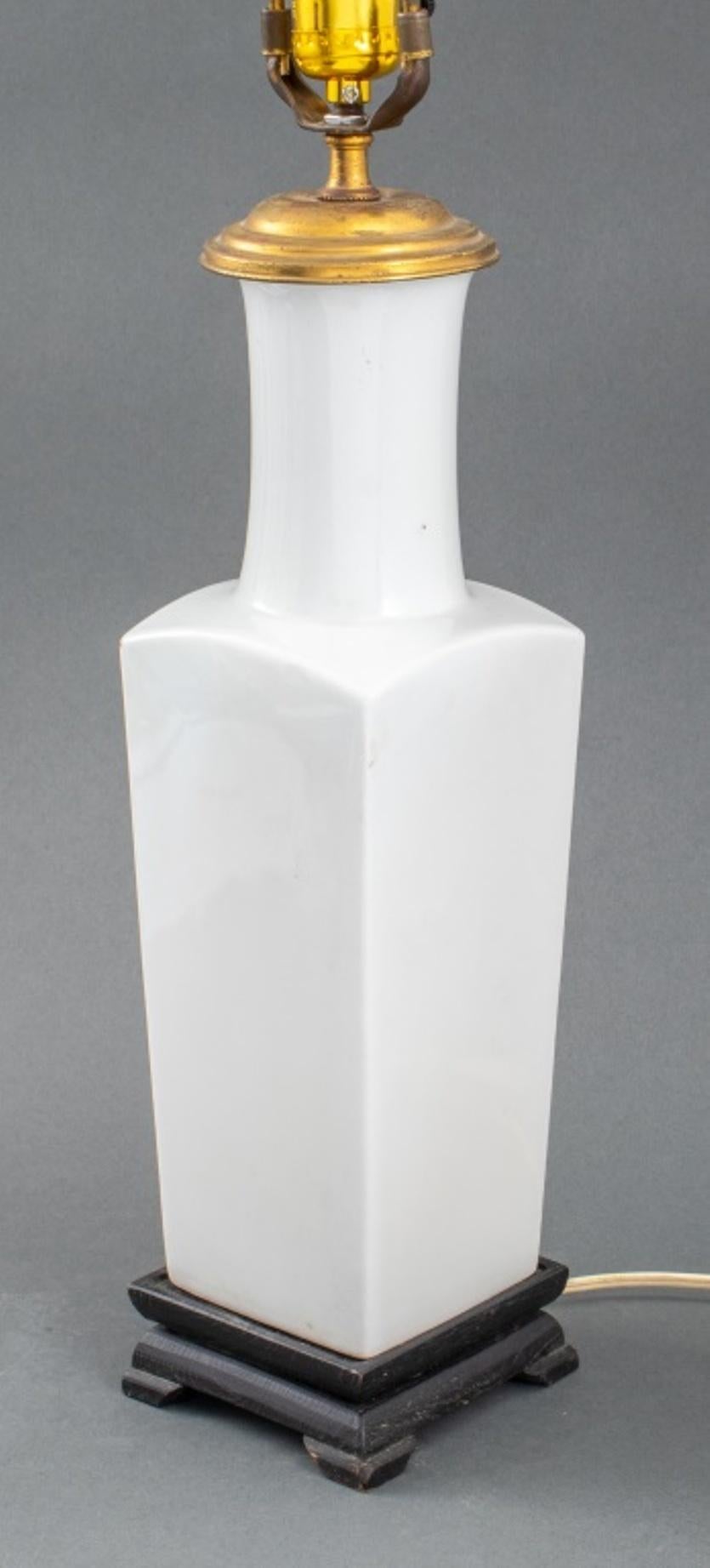 20th Century Chinese Blanc De Chine Porcelain Vase Lamps, Pair For Sale