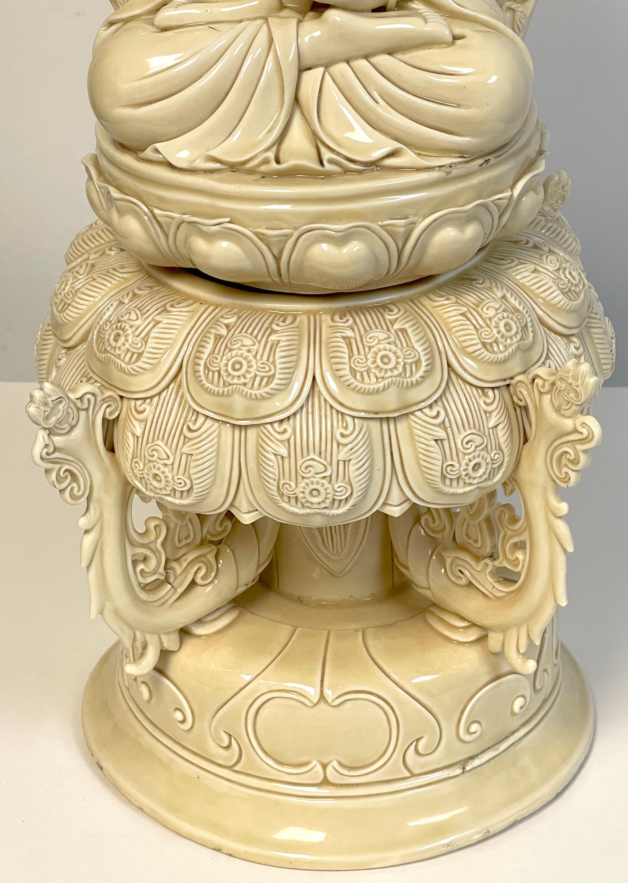 Chinese Blanc-de-Chine Seated Guanyin Altar Piece, 19th/20th Century In Good Condition For Sale In West Palm Beach, FL