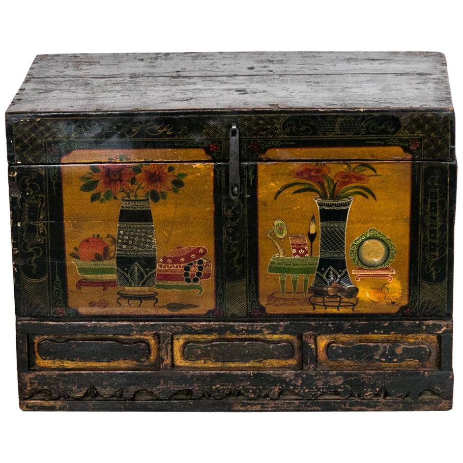 Hand Painted Oriental Rustic Chest
