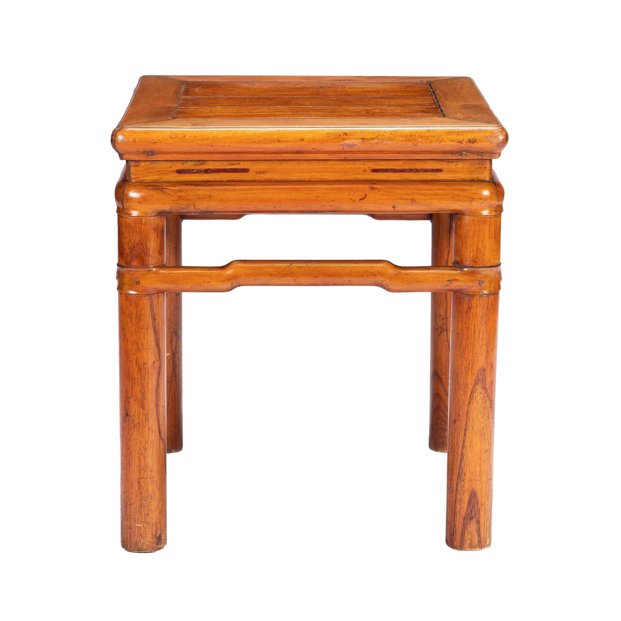 19th Century Chinese blond hardwood stool in the Ming taste, 1800-25 For Sale