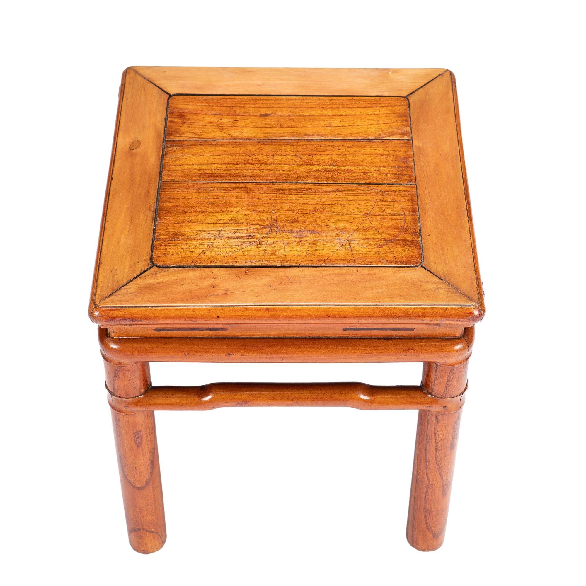 Chinese blond hardwood stool in the Ming taste, 1800-25 For Sale 4