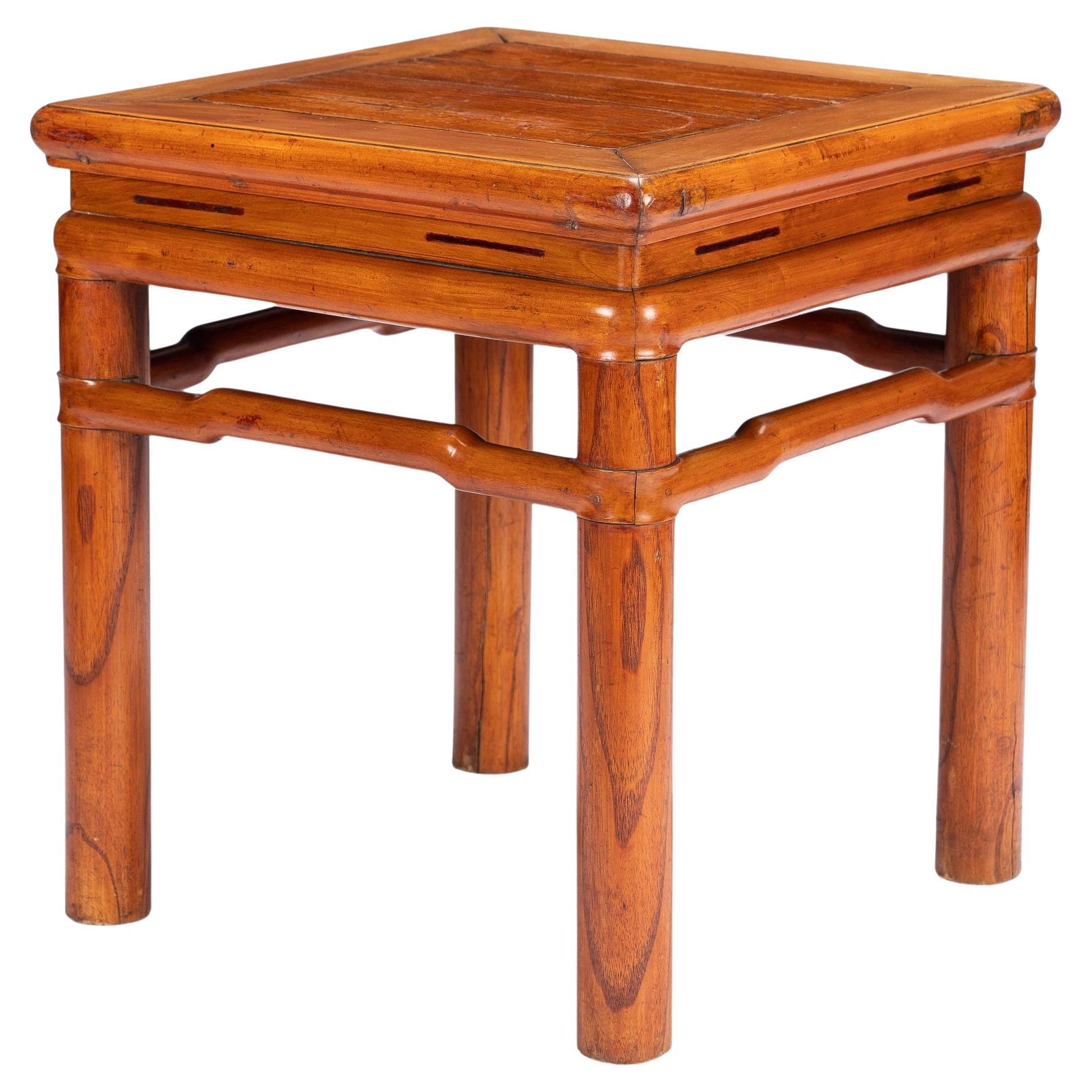 Chinese blond hardwood stool in the Ming taste, 1800-25 For Sale